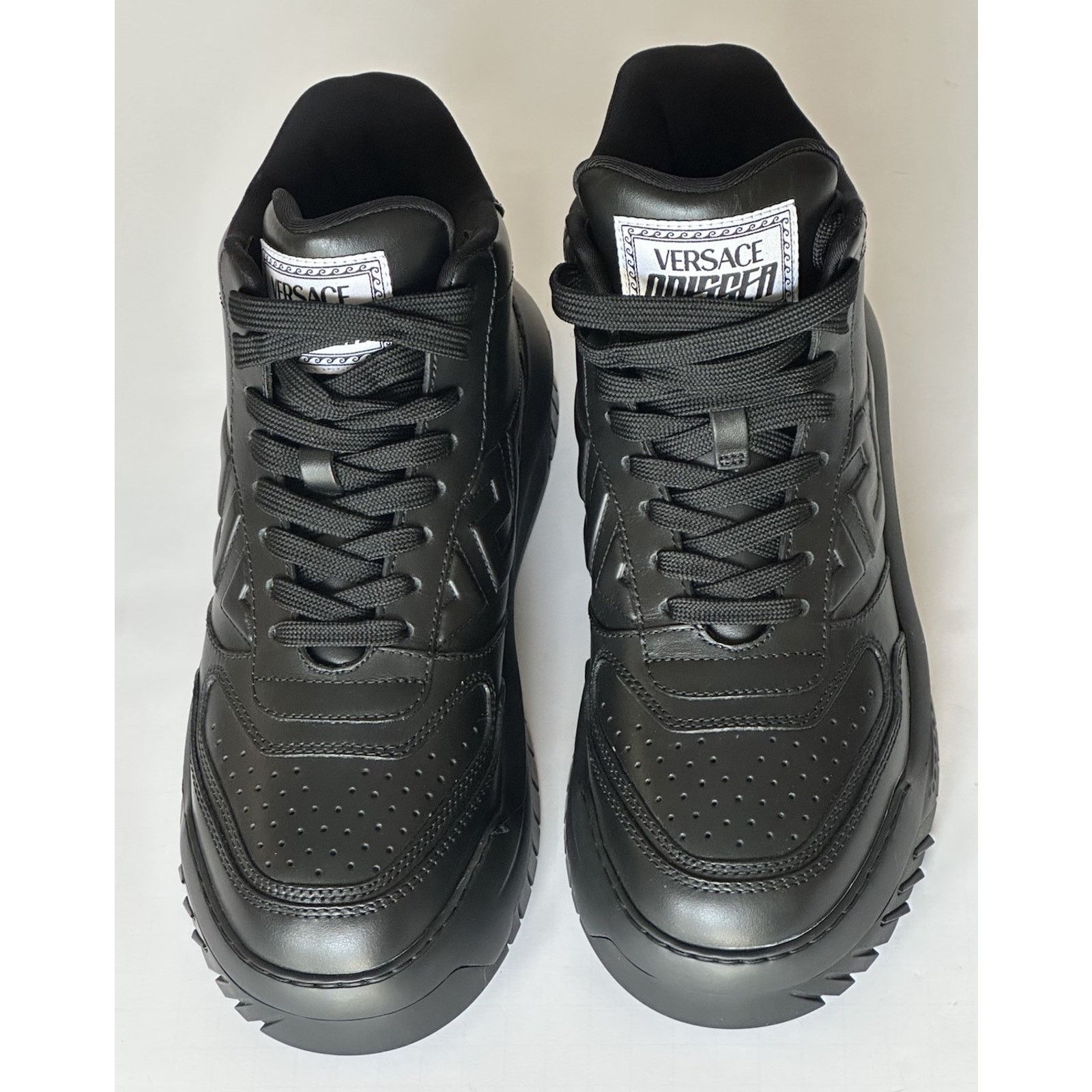 Versace Versace Greca Leather High Top Black Sneakers 12 US 1011349 Size US 12 / EU 45 - 5 Thumbnail