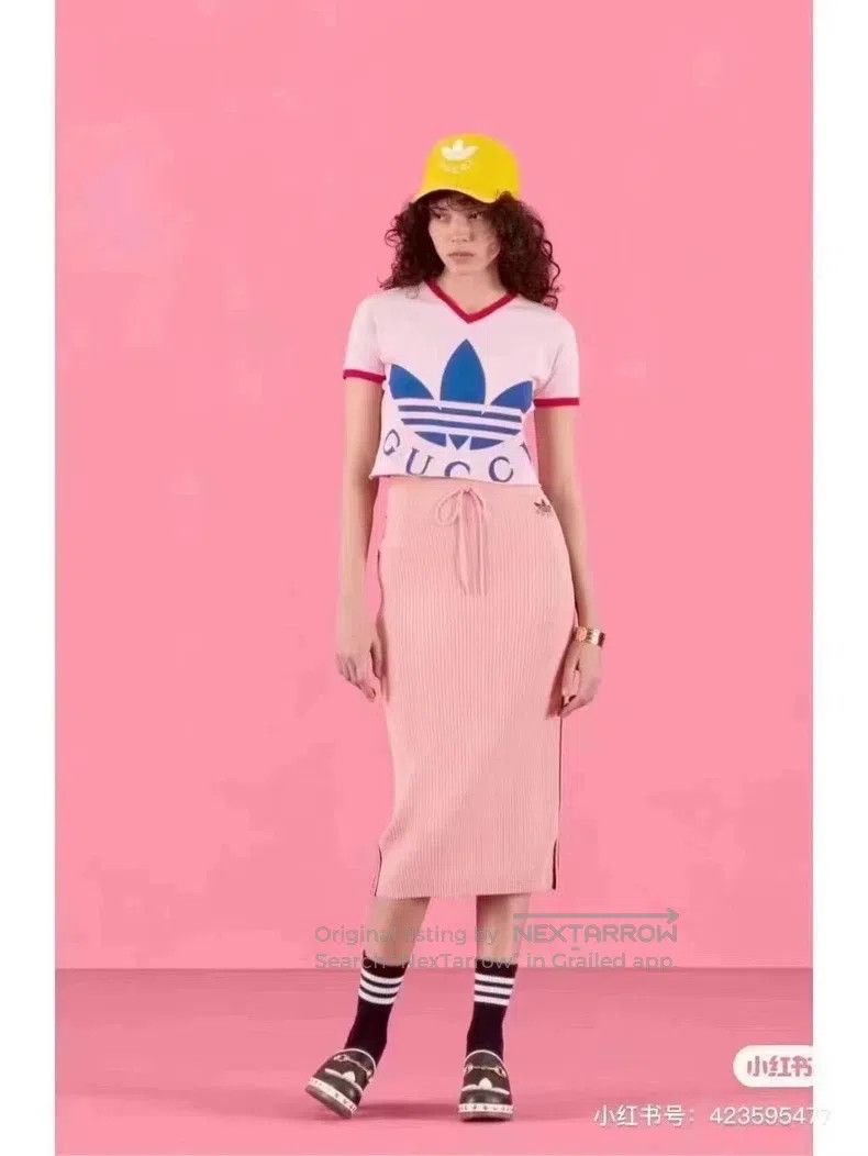 Gucci Gucci Adidas co-branded pink knitted skirt Size 25" / US 0 / IT 36 - 7 Thumbnail
