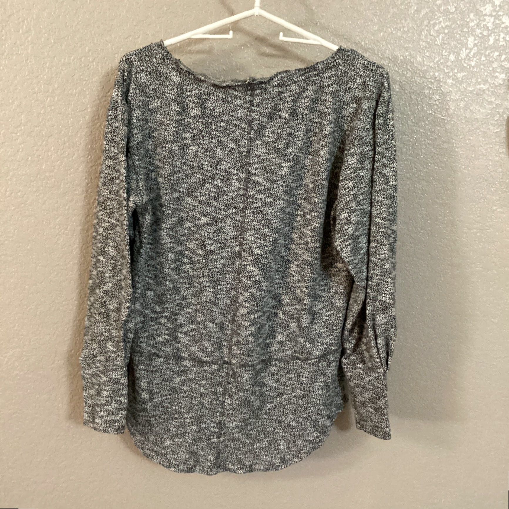 Prana prAna Sweater Women S Gray Marled Raw Edge Neck Pullover Kangaroo Pocket Outdoor Size S / US 4 / IT 40 - 2 Thumbnail