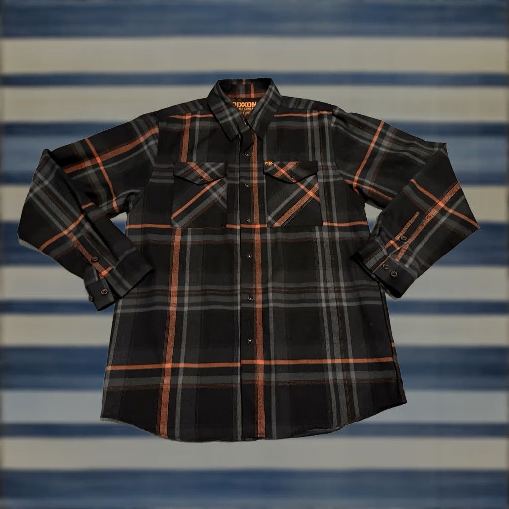 Vintage Dixxon Fox Racing Plaid Flannel Shirt Long Sleeve Snap Mens Medium Black Orange Size US M / EU 48-50 / 2 - 1 Thumbnail