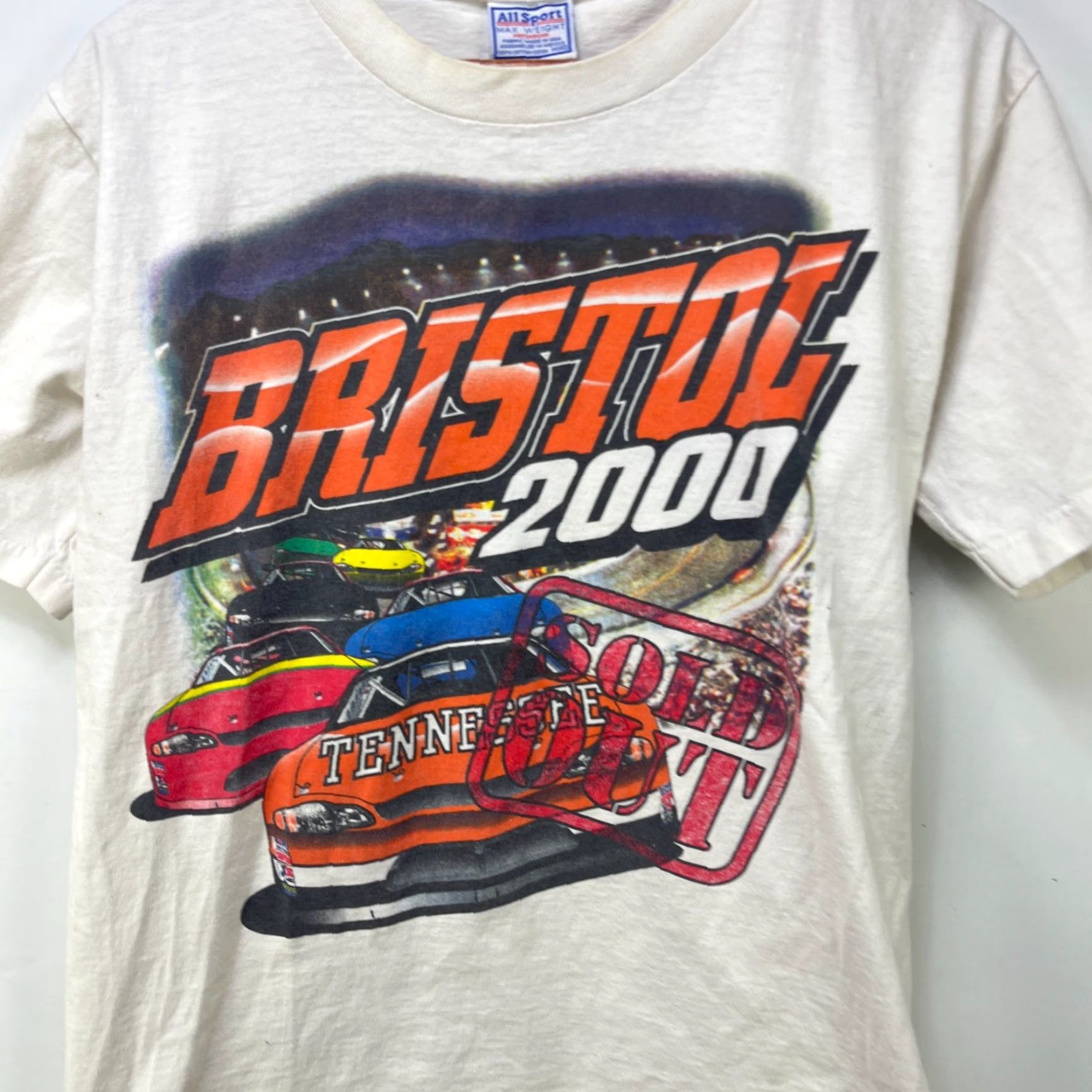 NASCAR VINTAGE NASCAR Bristol 2000 Racing T-Shirt M Men White 90s Logo Pleated Size US M / EU 48-50 / 2 - 2 Thumbnail