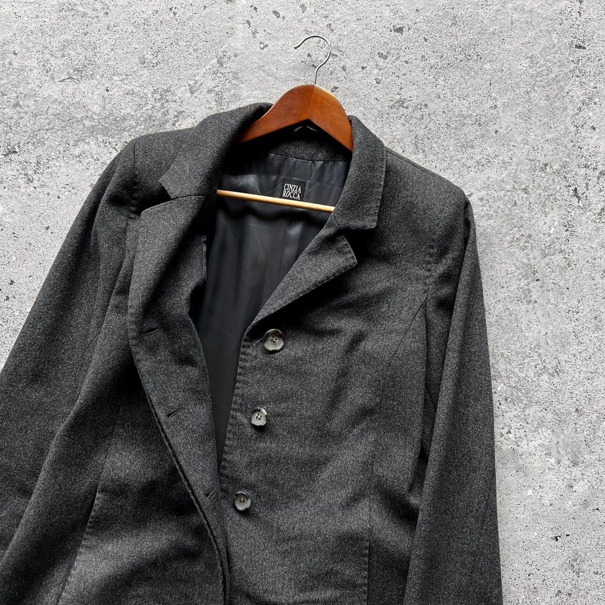 Cinzia Rocca Cinzia Rocca Womens Premium Dark Gray Virgin Wool Pea Coat Size M / US 6-8 / IT 42-44 - 4 Thumbnail
