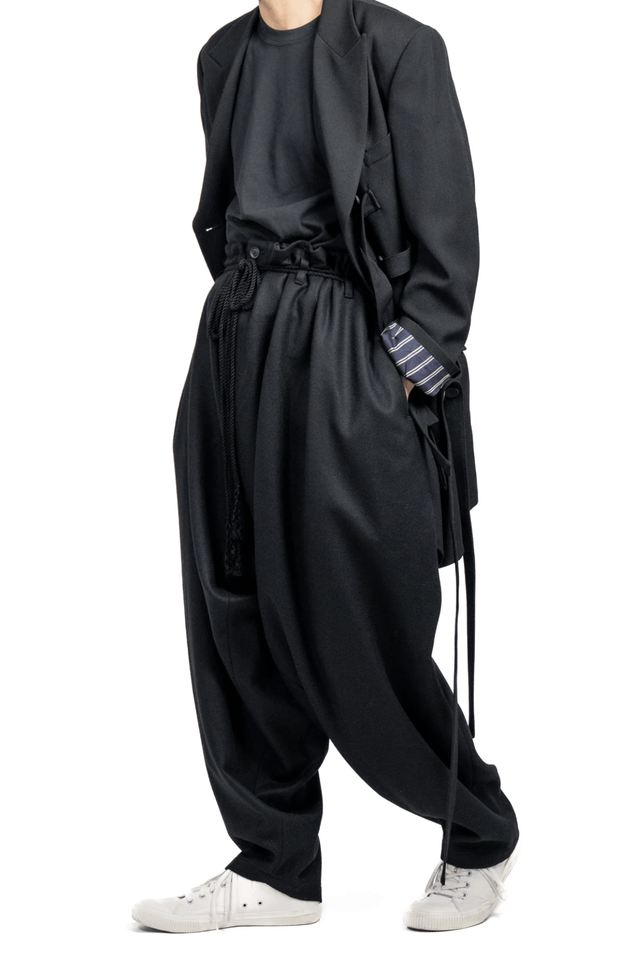 Yohji Yamamoto Pour Homme - LAYERED DRAPED PANTS