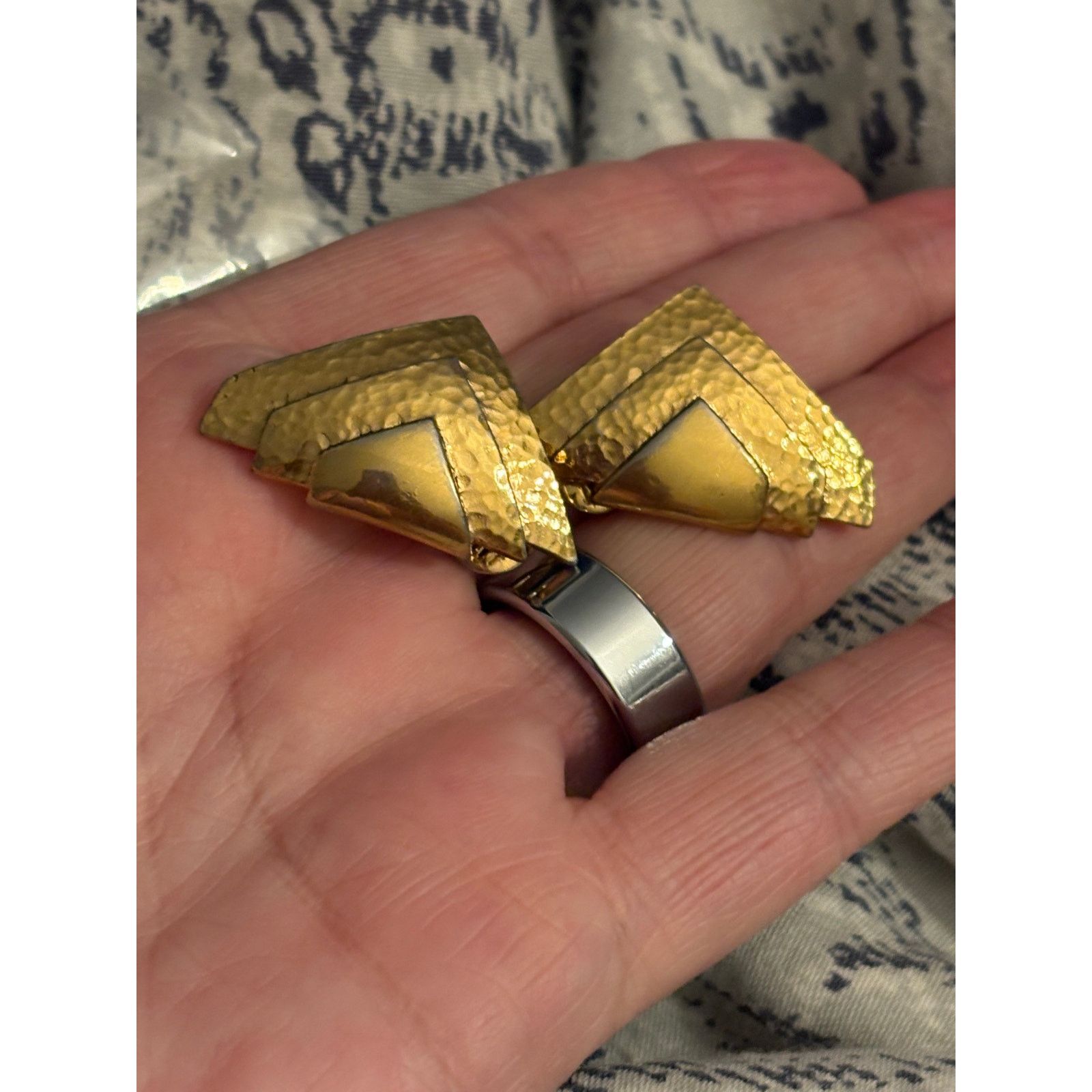 Monet Vintage Monet Gold Tone Geometric Clip On Earrings Signed Size ONE SIZE - 5 Thumbnail