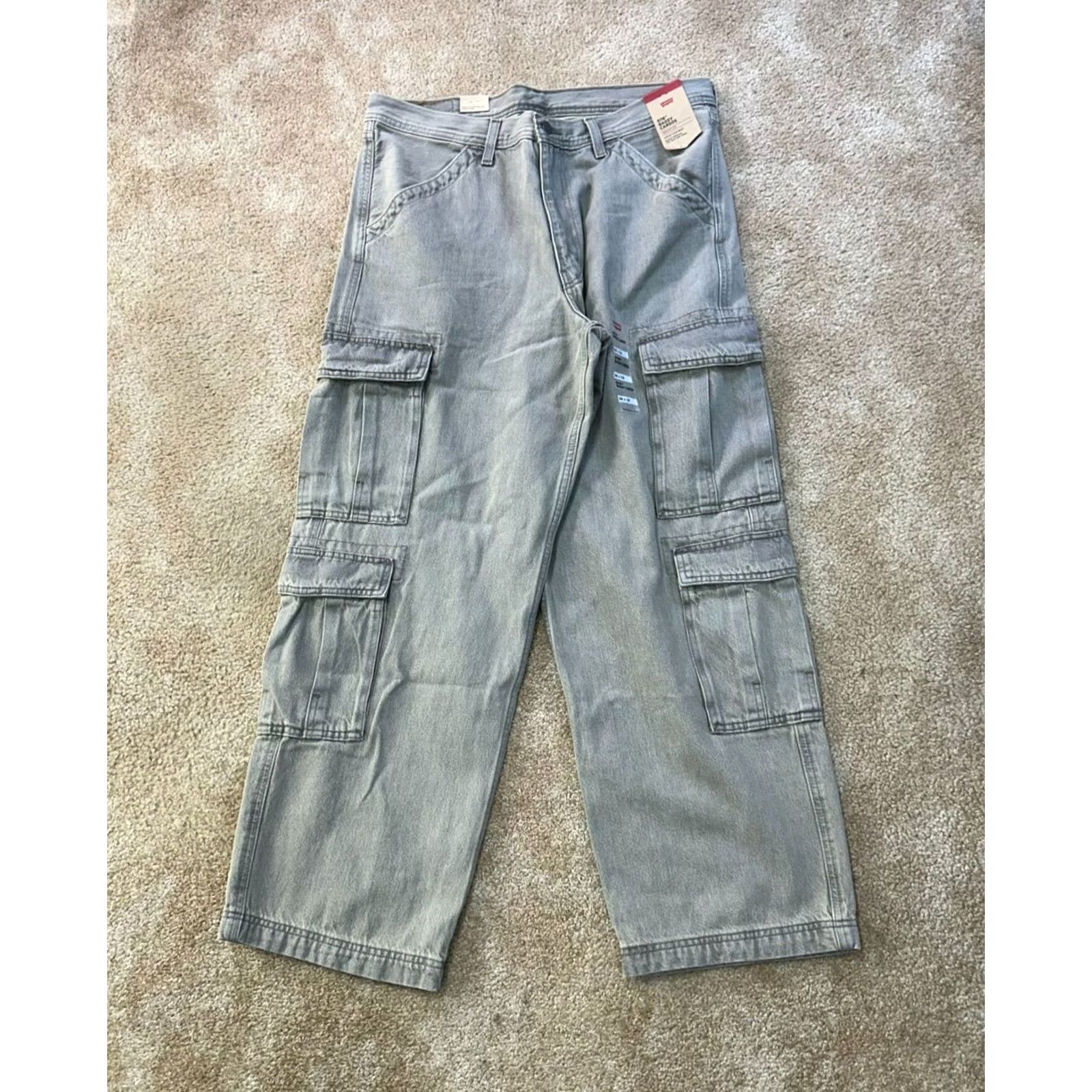 Levi's Levi's 578 Baggy Cargo Jeans Men 36x32 Gray Denim Cotton Vintage No 90s Accessories Pockets Baggy Relaxed Regular Wide-Leg Zip Front Size US 36 / EU 52 - 2 Thumbnail