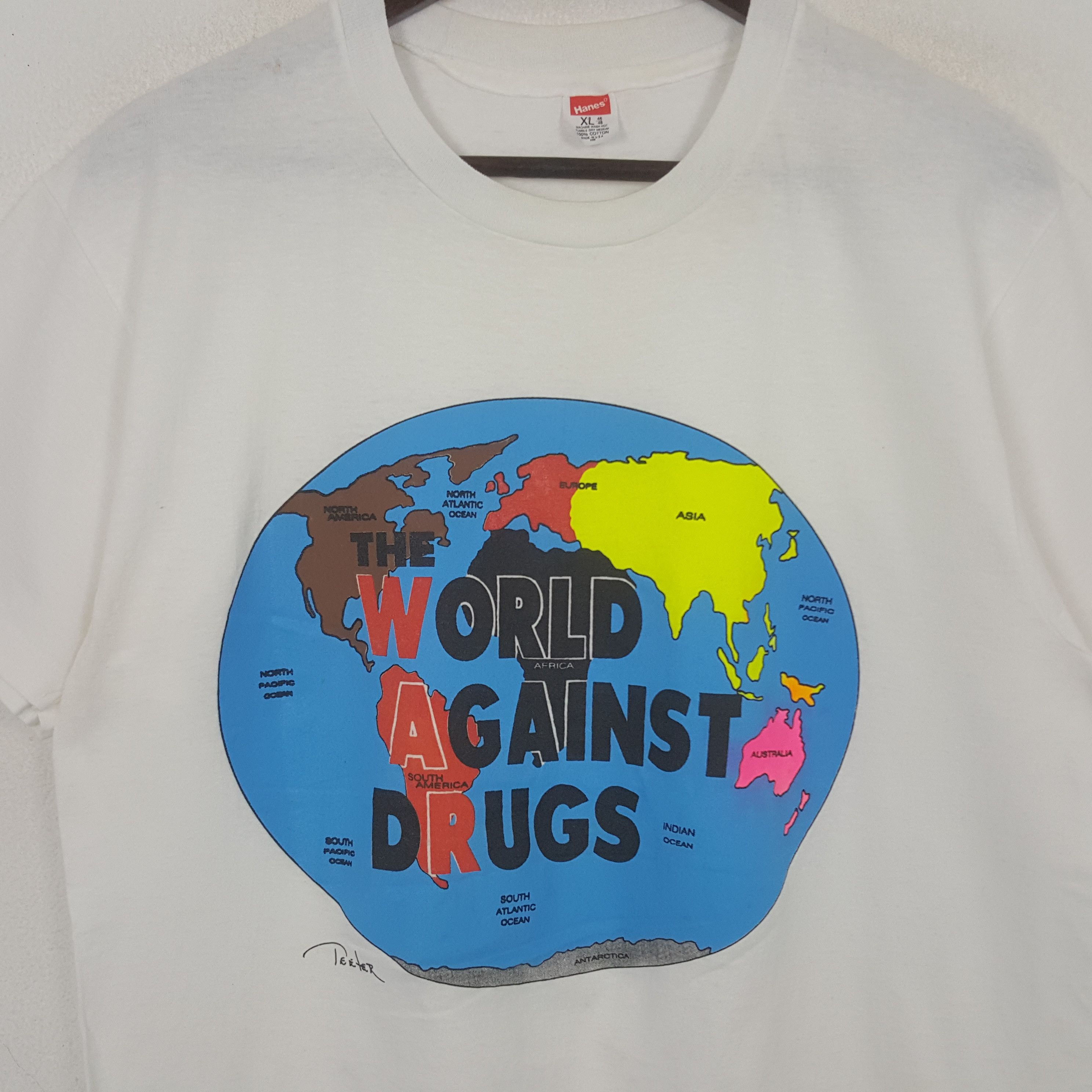 Band Tees Vintage The World Against Drugs Tshir Size US L / EU 52-54 / 3 - 2 Thumbnail