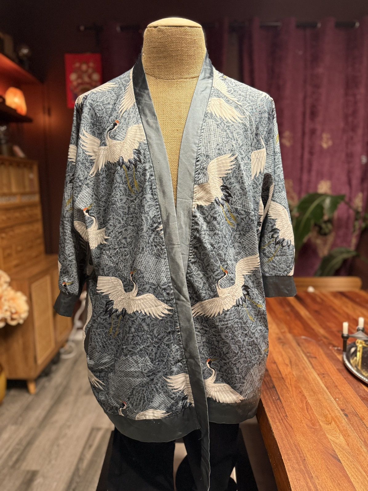 Other Silky Crane Print Kimono Jacket – Tranquil Elegance Size M / US 6-8 / IT 42-44 - 1 Thumbnail