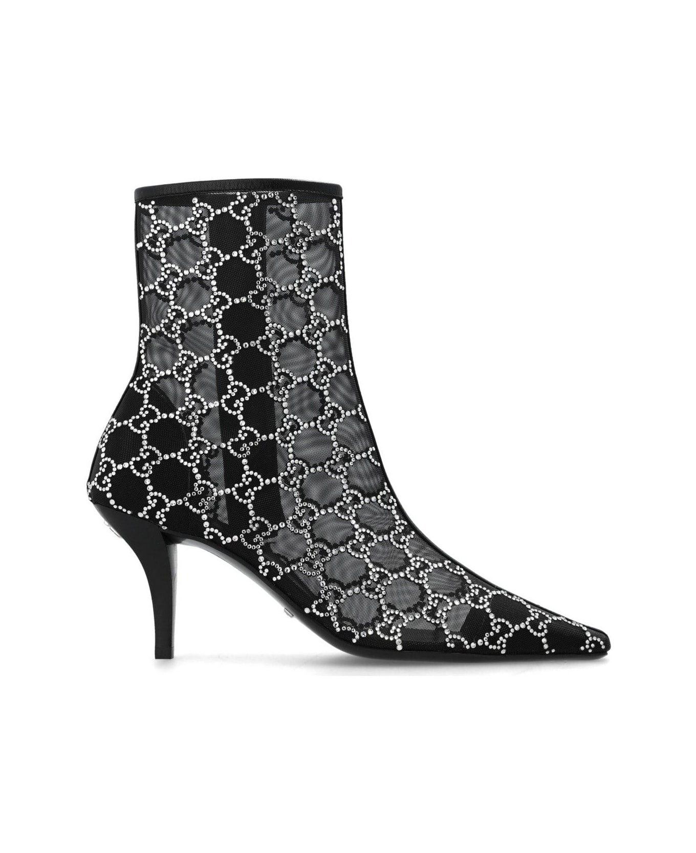 Gucci GG Crystal Mid Heel Boots SIZE 36