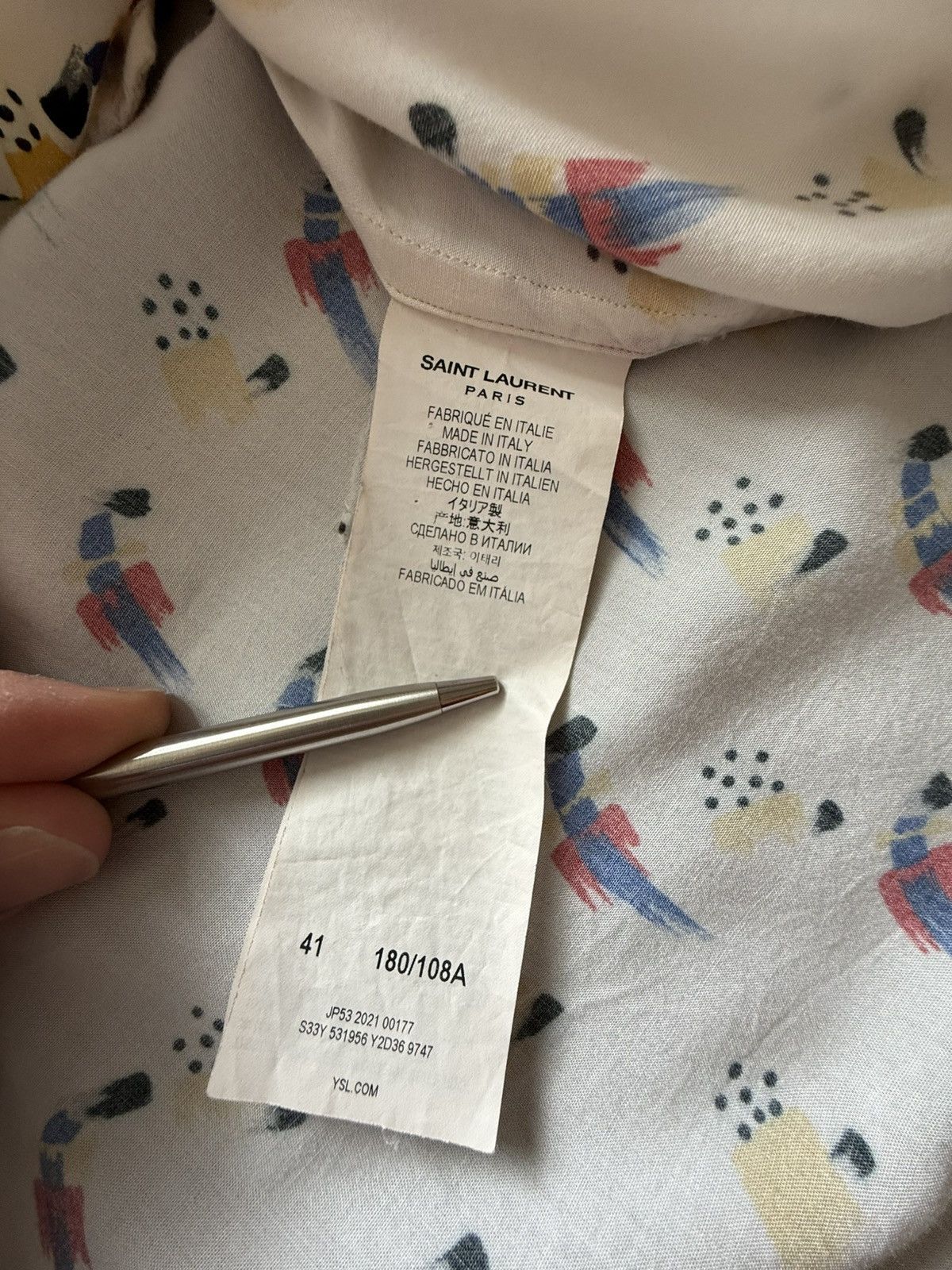 Saint Laurent Paris SS22 Saint Laurent parrot Hawaiian shirt bowling 41 grail Size US L / EU 52-54 / 3 - 20 Thumbnail