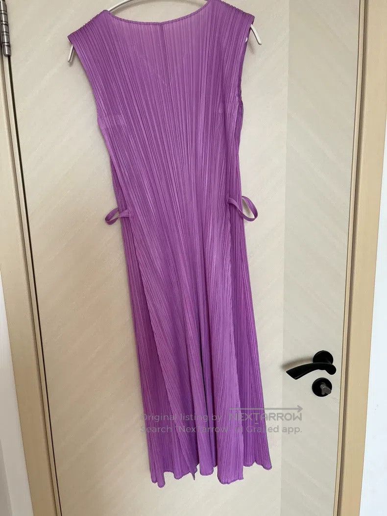 Issey Miyake Issey Miyake Purple V-Neck Dress Size L / US 10 / IT 46 - 4 Thumbnail