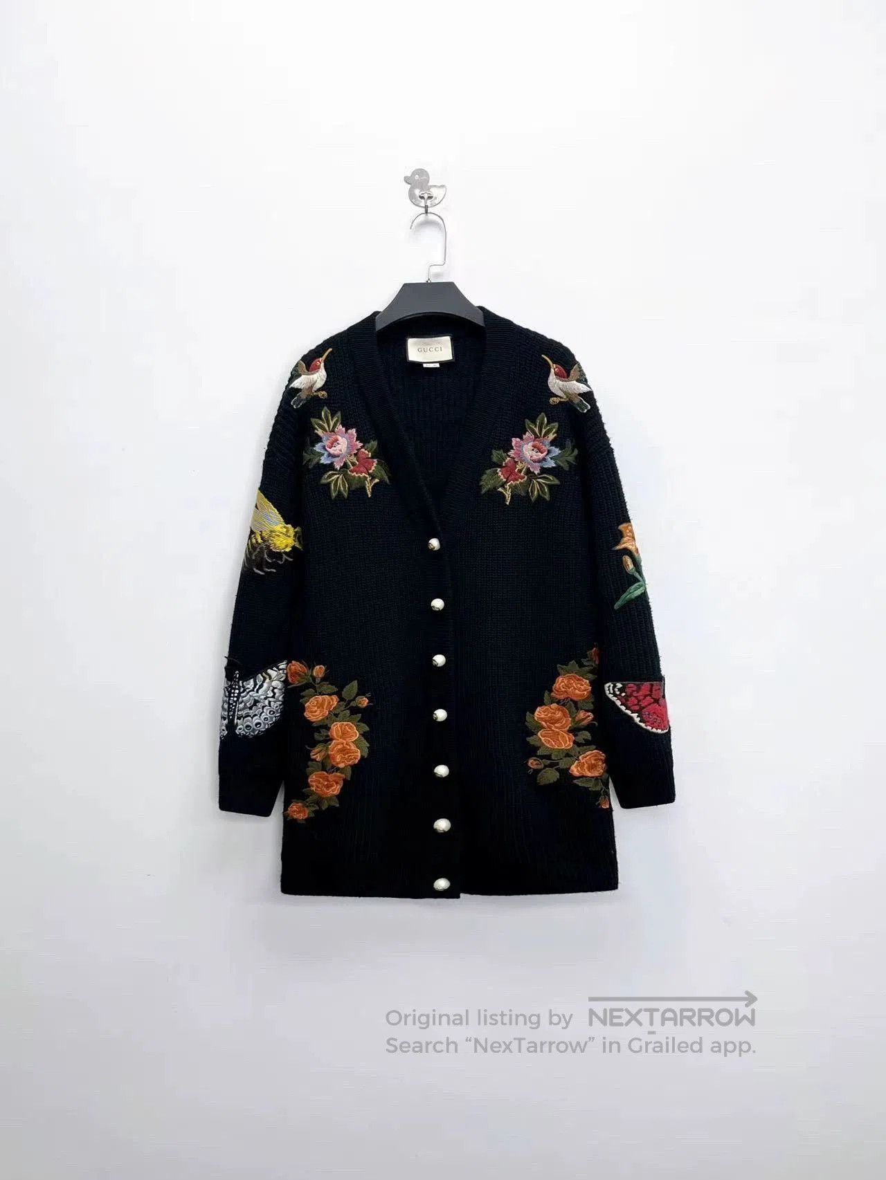 Gucci Gucci Black Floral Knit Cardigan with Pearl Buttons. Size S / US 4 / IT 40 - 1 Thumbnail