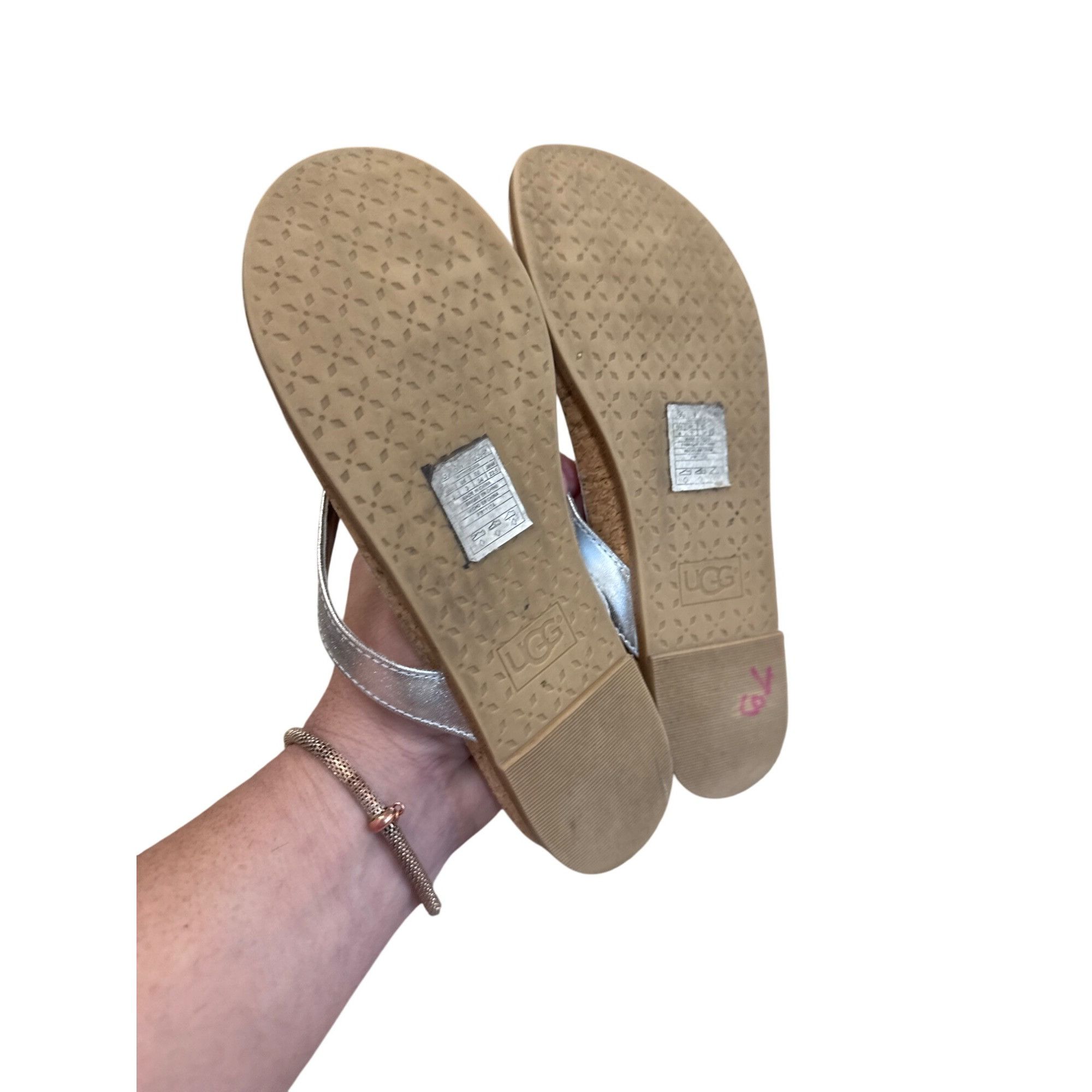 Ugg UGG Womens Silver Metallic Slip-On Sandals Size 4 SKU 8216 Size US 4 / IT 34 - 8 Thumbnail