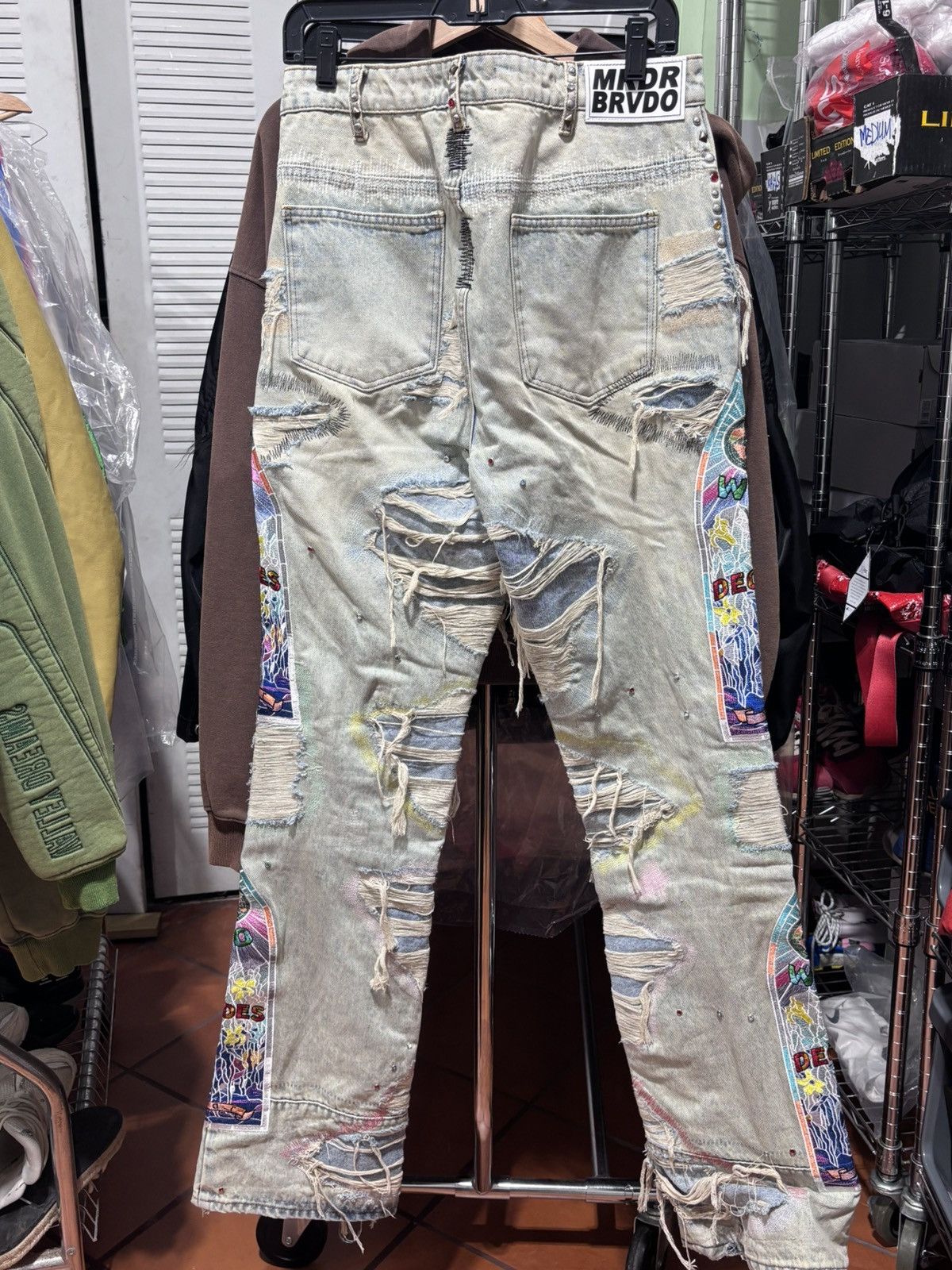 Who Decides War Who Decides War Stud Distressed Denim With Side Embroidery Size US 32 / EU 48 - 5 Thumbnail