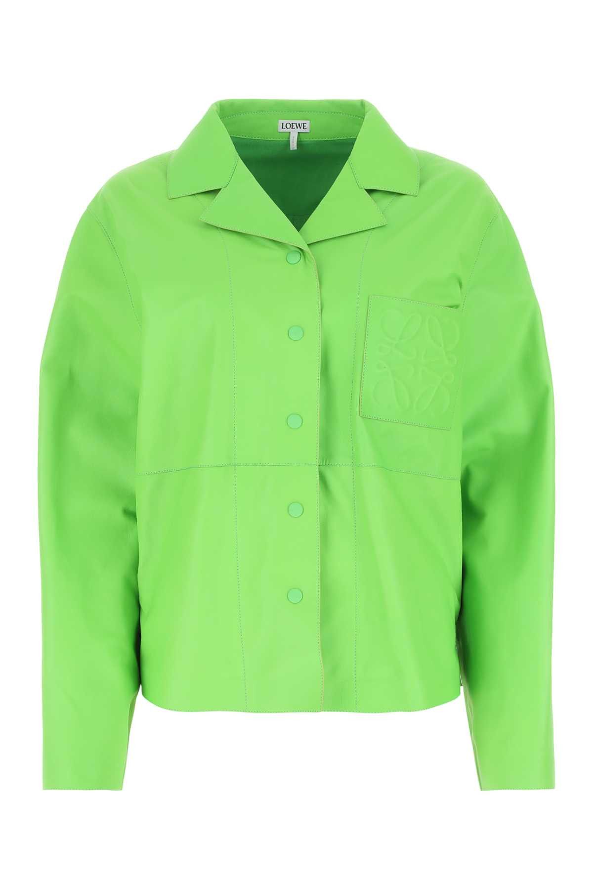 image of Loewe Fluo Green Leather Shirt, Women's (Size XS)