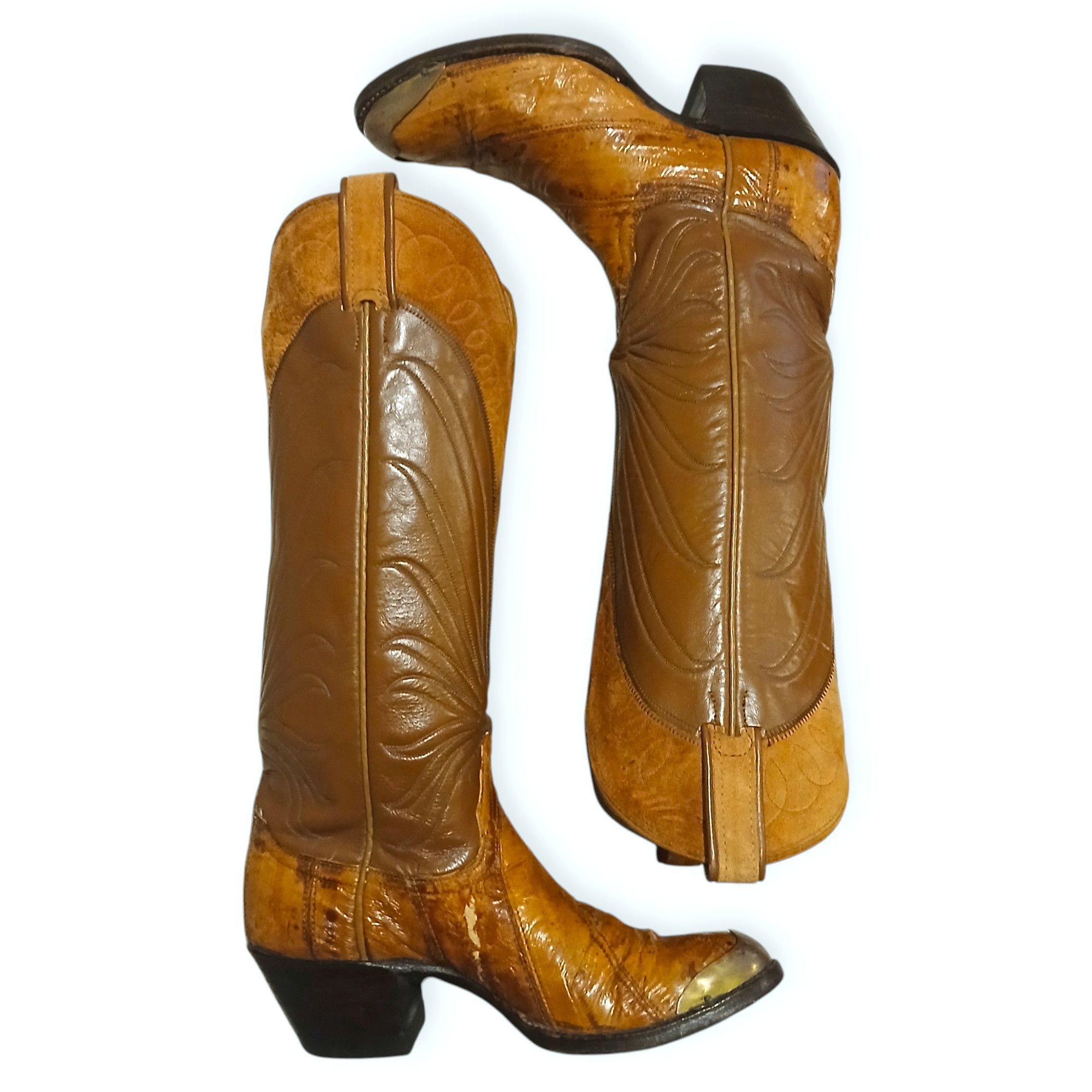 Tony Lama × Vintage Tony Lama Black Label Exotic Eel Leather Boots Size 5.5 B Size US 5.5 / IT 35.5 - 4 Thumbnail