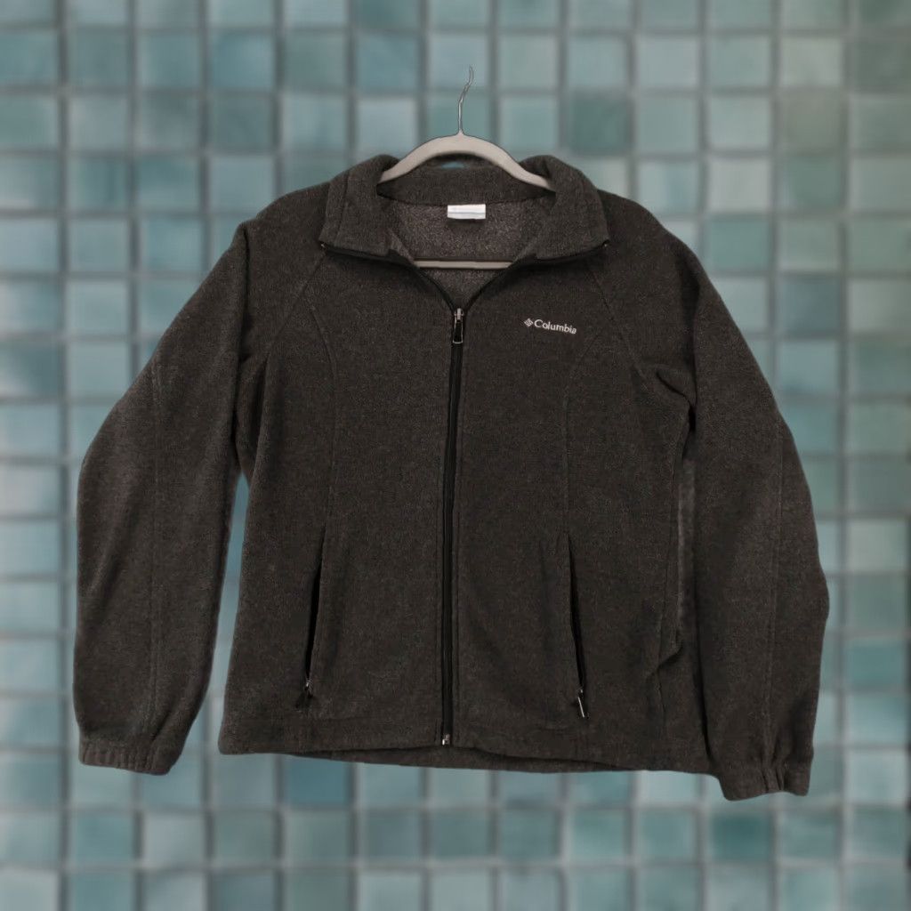 Logo 7 Columbia Jacket Womens Medium Gray Zip Up Fleece w/ Pockets & Logo Size M / US 6-8 / IT 42-44 - 1 Thumbnail