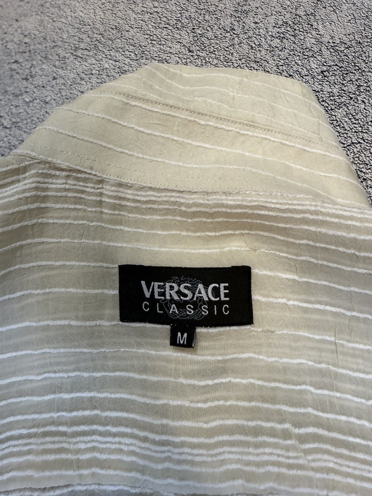 Versace Versace Classic Men Short Sleeve Logo Shirt Striped Viscose Size US M / EU 48-50 / 2 - 11 Thumbnail