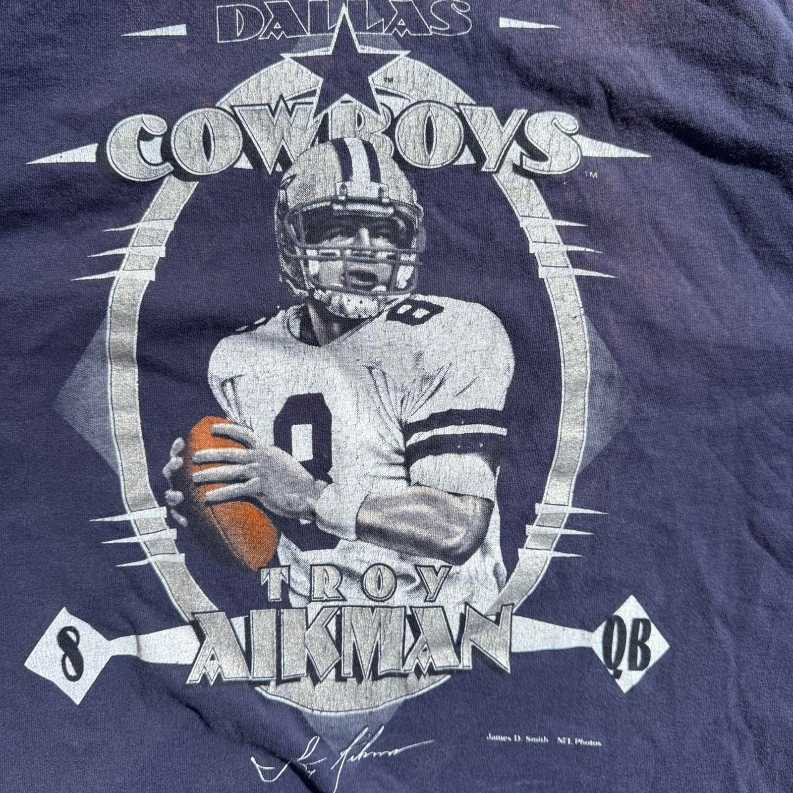 Nutmeg Vintage90s Troy Aikman Nutmeg Dallas Cowboys T-Shirt Size XL Size US XL / EU 56 / 4 - 3 Thumbnail