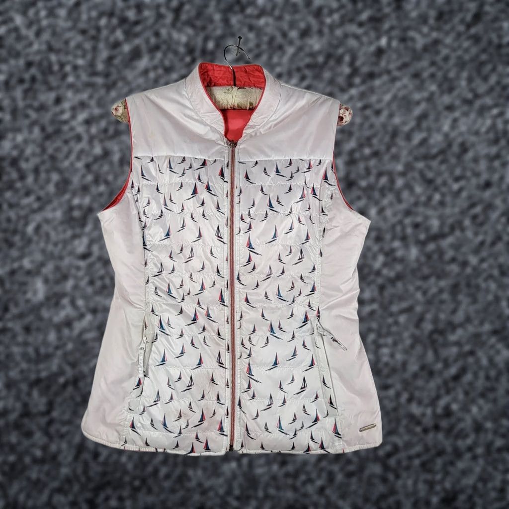 Saint James Saint James Women Vest Full Zip Lightweight Reversible Size 6 Red White Sailboat Quilted Casual, Travel Size M / US 6-8 / IT 42-44 - 1 Thumbnail