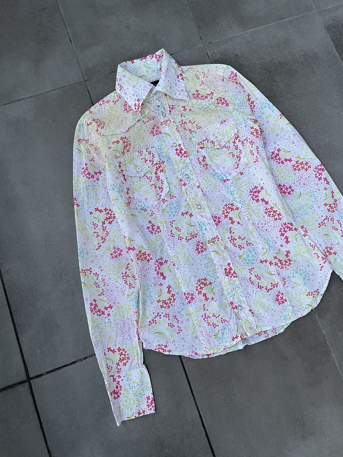 Dsquared2 Dsquared2 Flower All Over Print White Button Up Shirt Size M / US 6-8 / IT 42-44 - 6 Thumbnail
