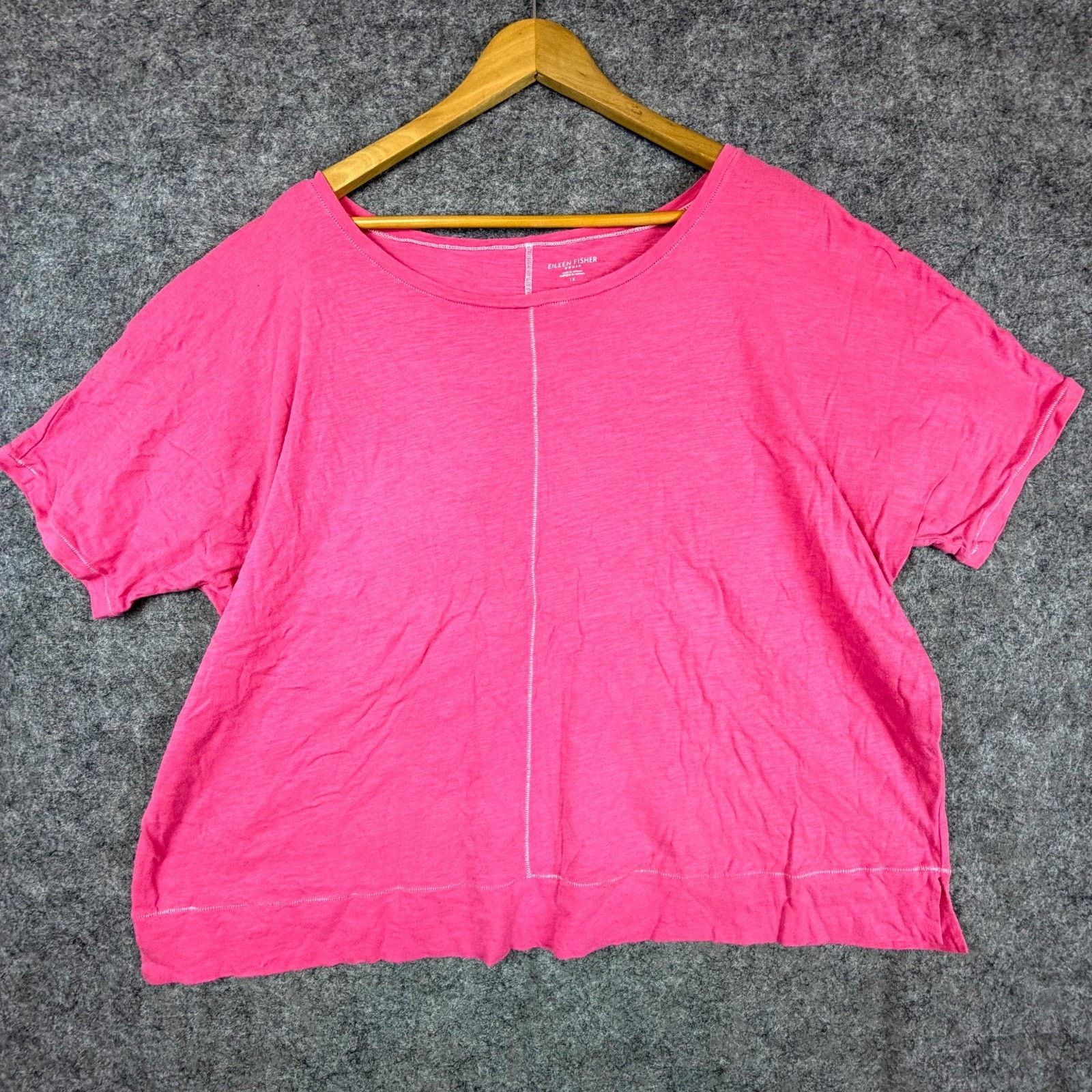 Eileen Fisher Eileen Fisher Organic Shirt Womens 1X Hot Pink Casual Basics Size XL / US 12-14 / IT 48-50 - 1 Thumbnail