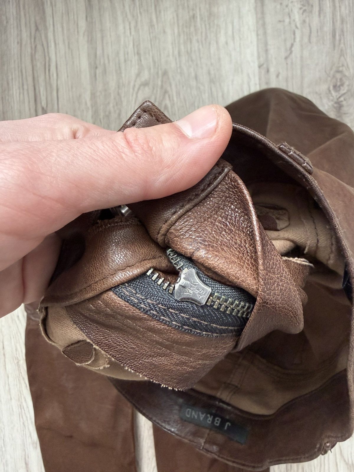 J Brand J Brand Brown Stretch Lamb Leather Zip Pants Size 25 Size 25" / US 0 / IT 36 - 24 Thumbnail