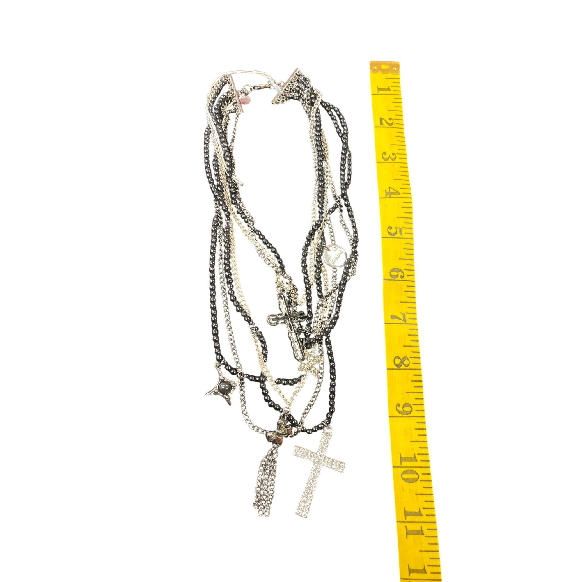 Bebe Bebe wms silver black beaded multi cross charms necklace SKU Size ONE SIZE - 1 Thumbnail