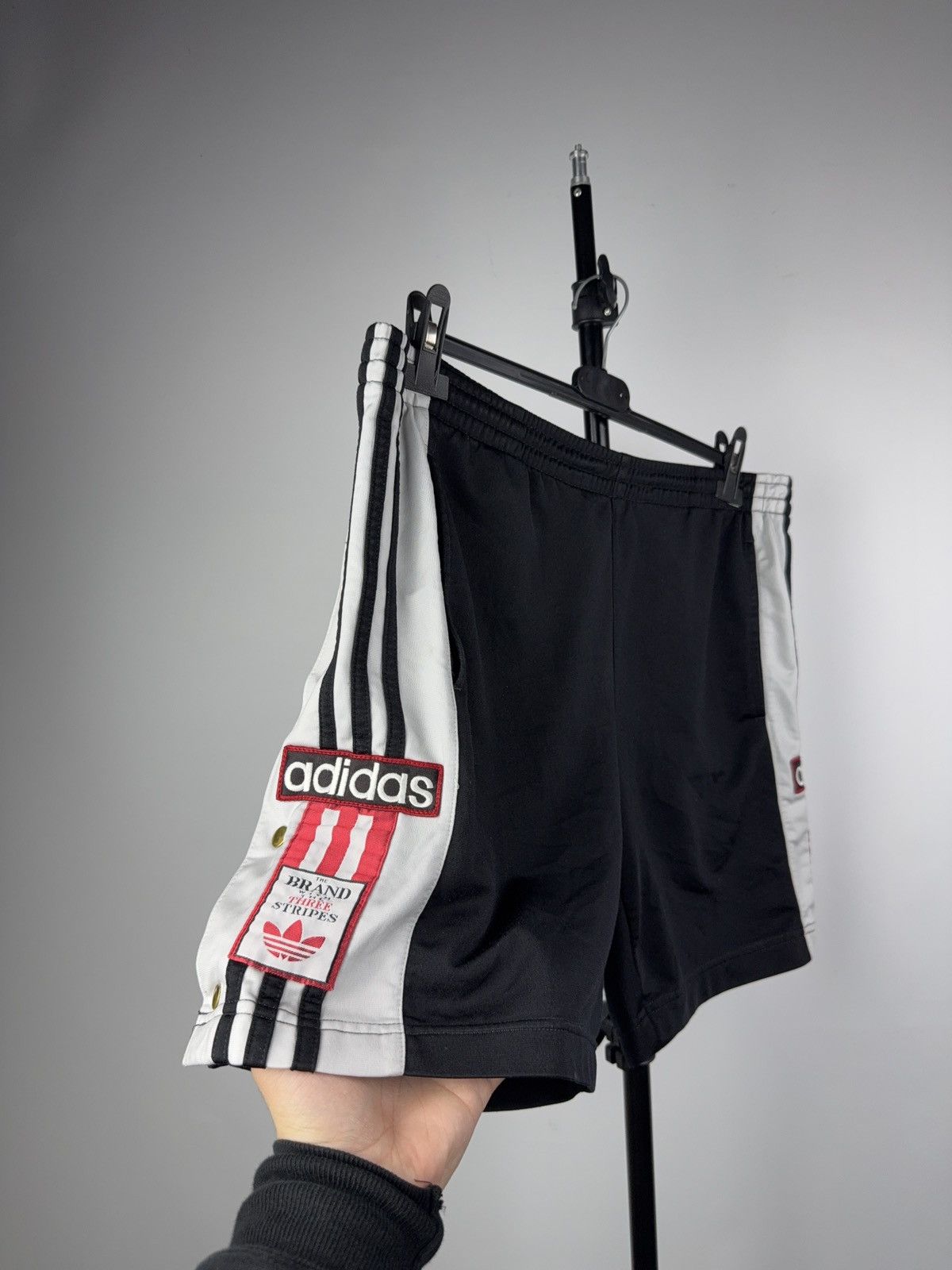 Adidas Vintage 90s Retro Adidas Trefoil Snap Button Track Shorts M Size US 34 / EU 50 - 1 Thumbnail