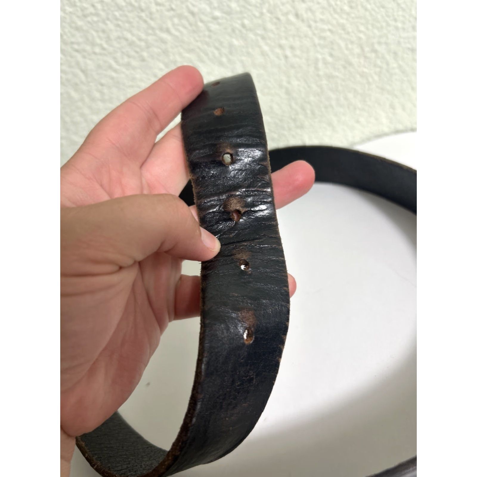 American Eagle Outfitters American Eagle Belt Dark Brown Leather Distressed Mens 38 Size 38 - 6 Thumbnail