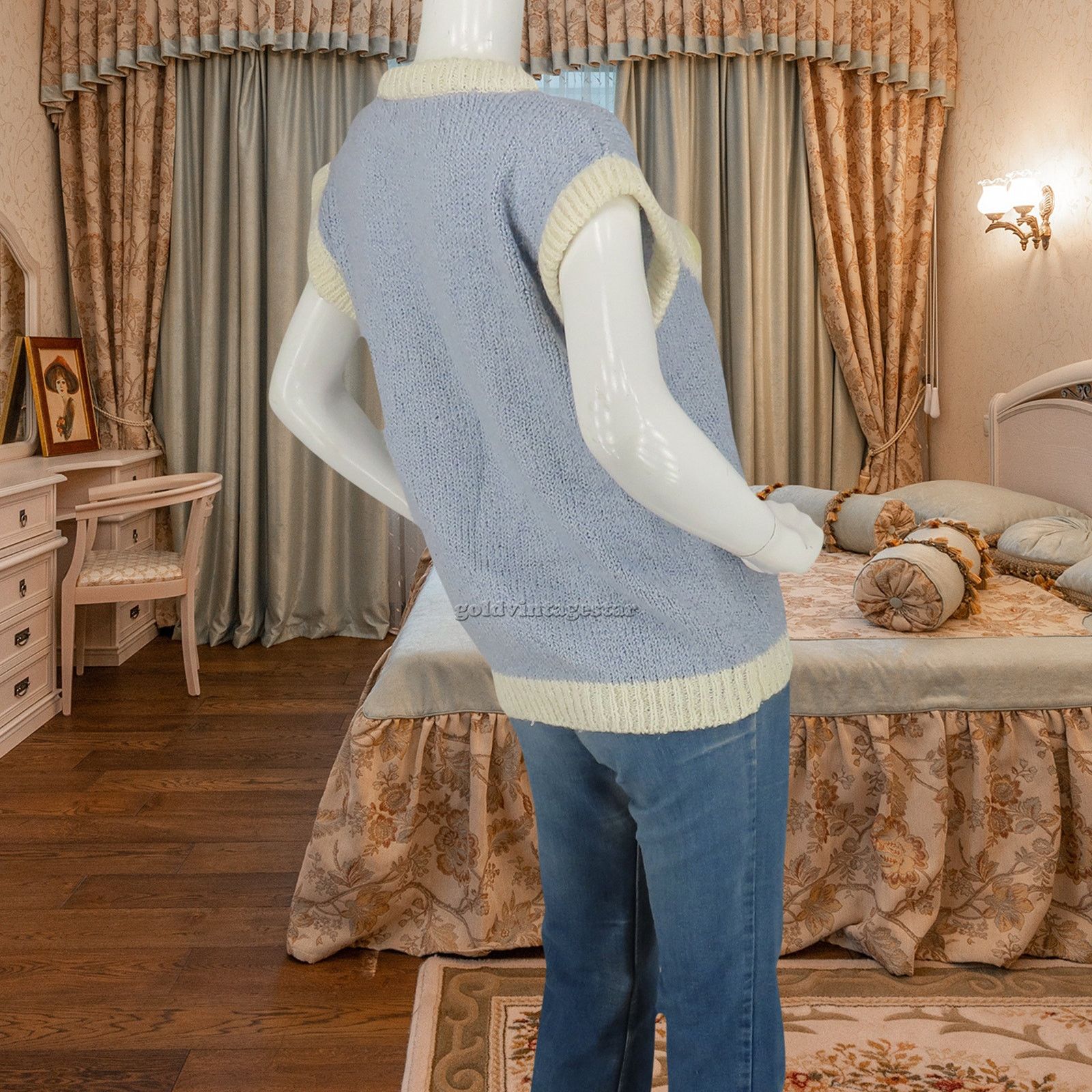 Other Vintage 3D Airborne Pastel Blue Fairy Kei Knit Sweater Vest Size M / US 6-8 / IT 42-44 - 5 Thumbnail
