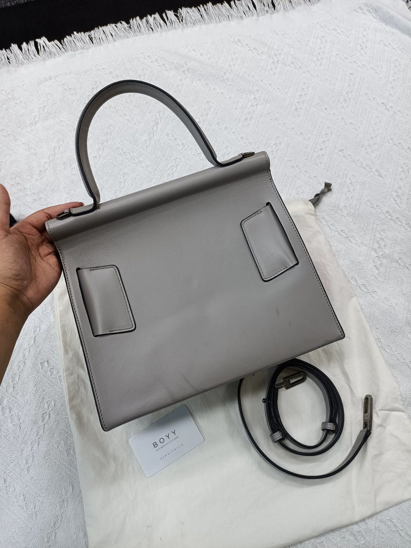 BOYY Boyy Karl24 Gray/White Turnlock Shoulder Bag 28x15x26-37 Size ONE SIZE - 2 Thumbnail