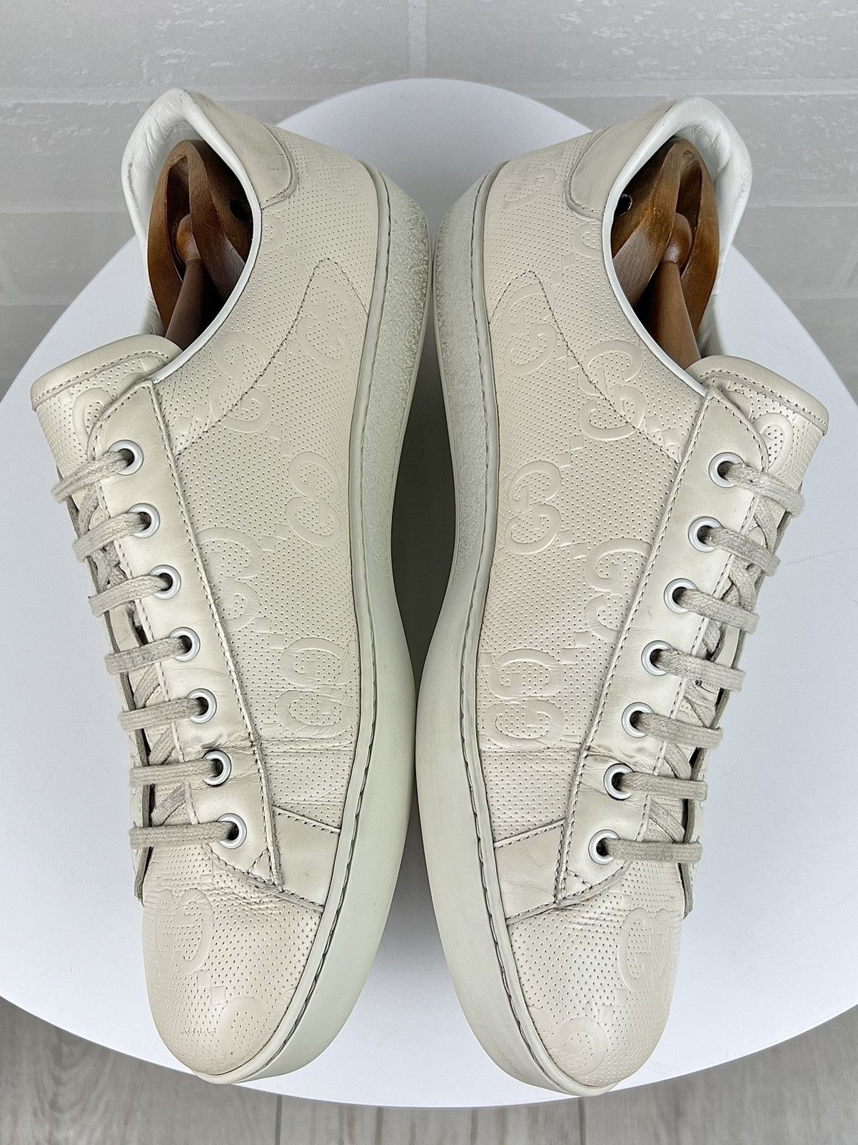 Gucci GUCCI Sneakers Leather Embossed GG Interlocking Monogram Men Size US 11.5 / EU 44-45 - 13 Thumbnail