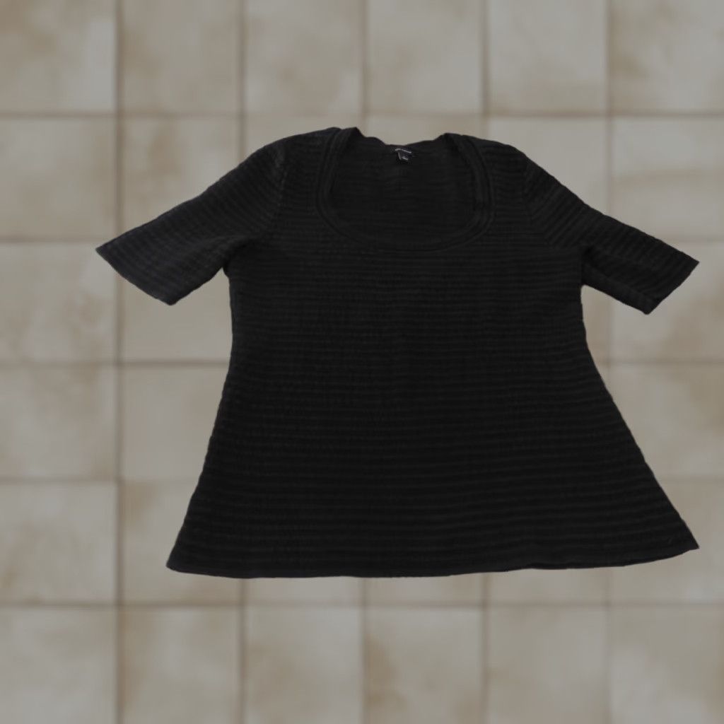 Vintage Ann Taylor top Black geometric stretch womens pullover cotton L Size L / US 10 / IT 46 - 1 Thumbnail