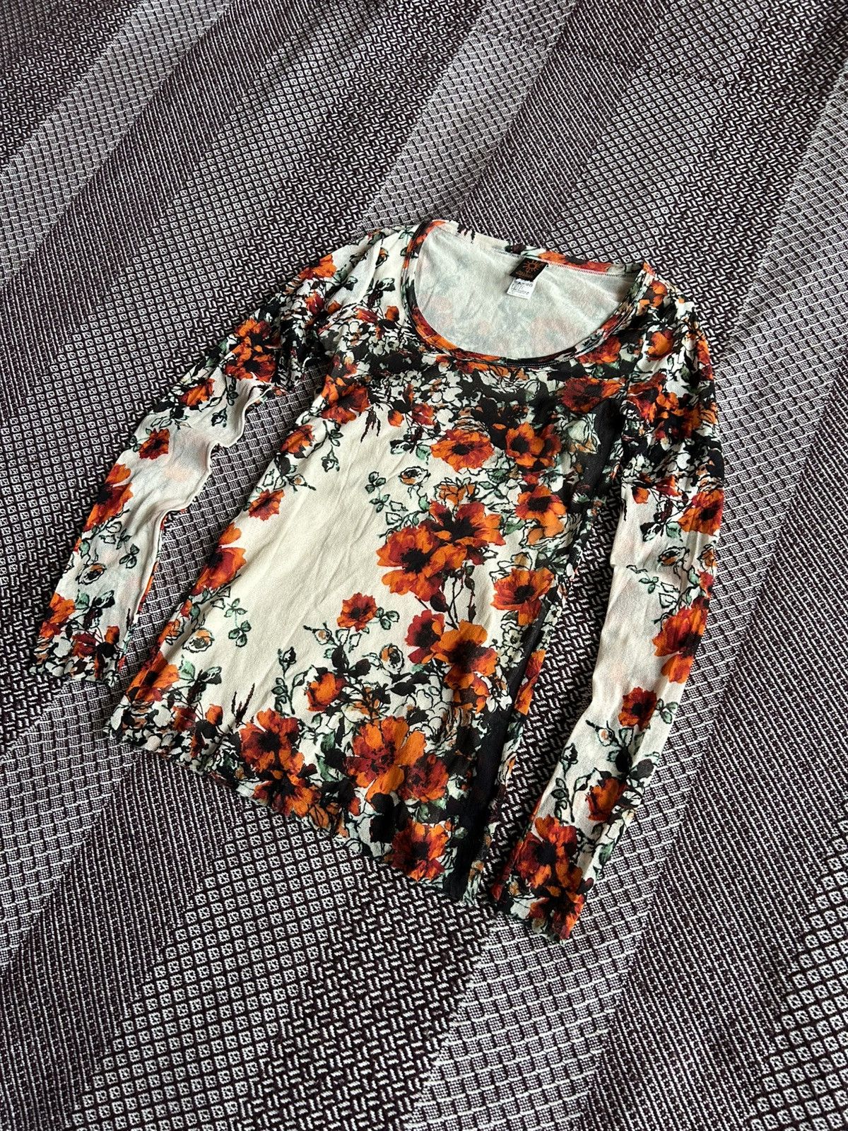 Jean Paul Gaultier Jean Paul Gaultier Soleil Floral Printed Mesh T-shirt Size M Size M / US 6-8 / IT 42-44 - 2 Thumbnail