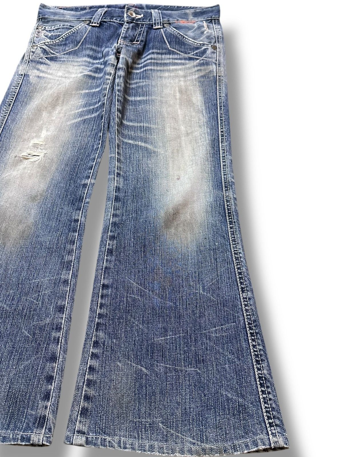 Edwin Vintage Edwin 503 BlueTrip Special Flare Grunge Denim Size US 31 - 4 Thumbnail