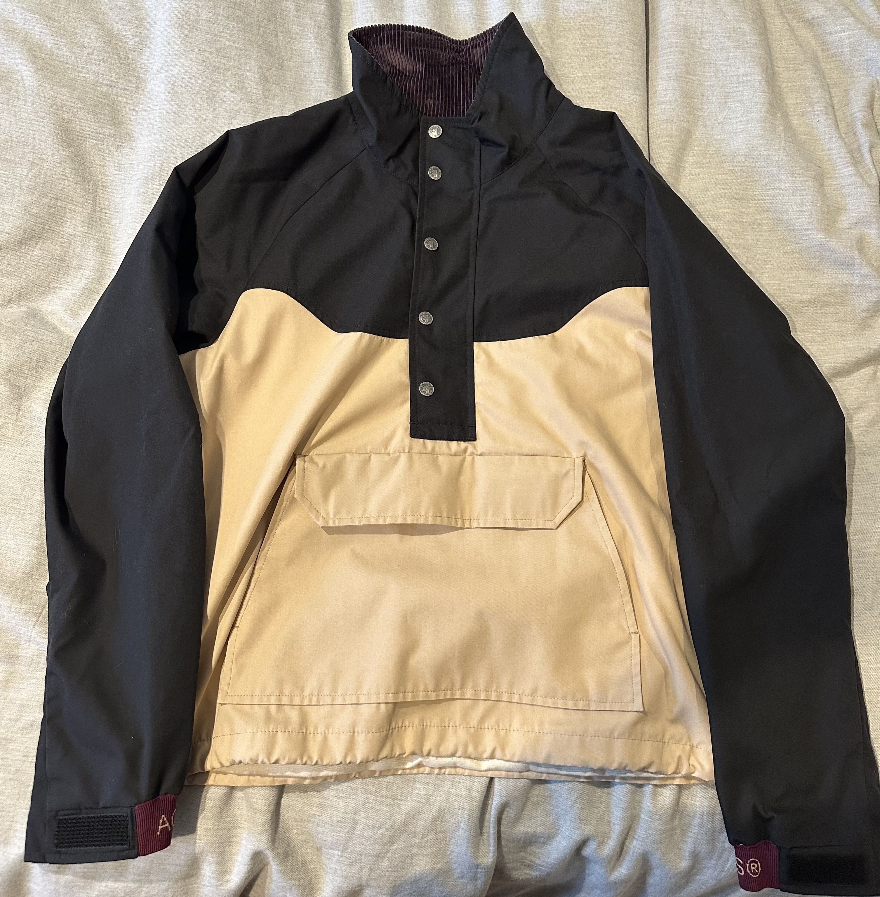 image of Acne Studios Beige & Black Casual Anorak Jacket in Beige Black, Men's (Size Small)