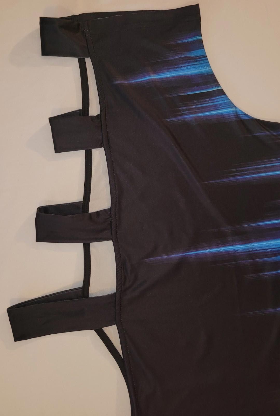 The Unbranded Brand women's 2XL blk. & blue peekaboo shoulder blouse 3/4 sleeve Size XXL / US 16-18 / IT 52-54 - 2 Thumbnail