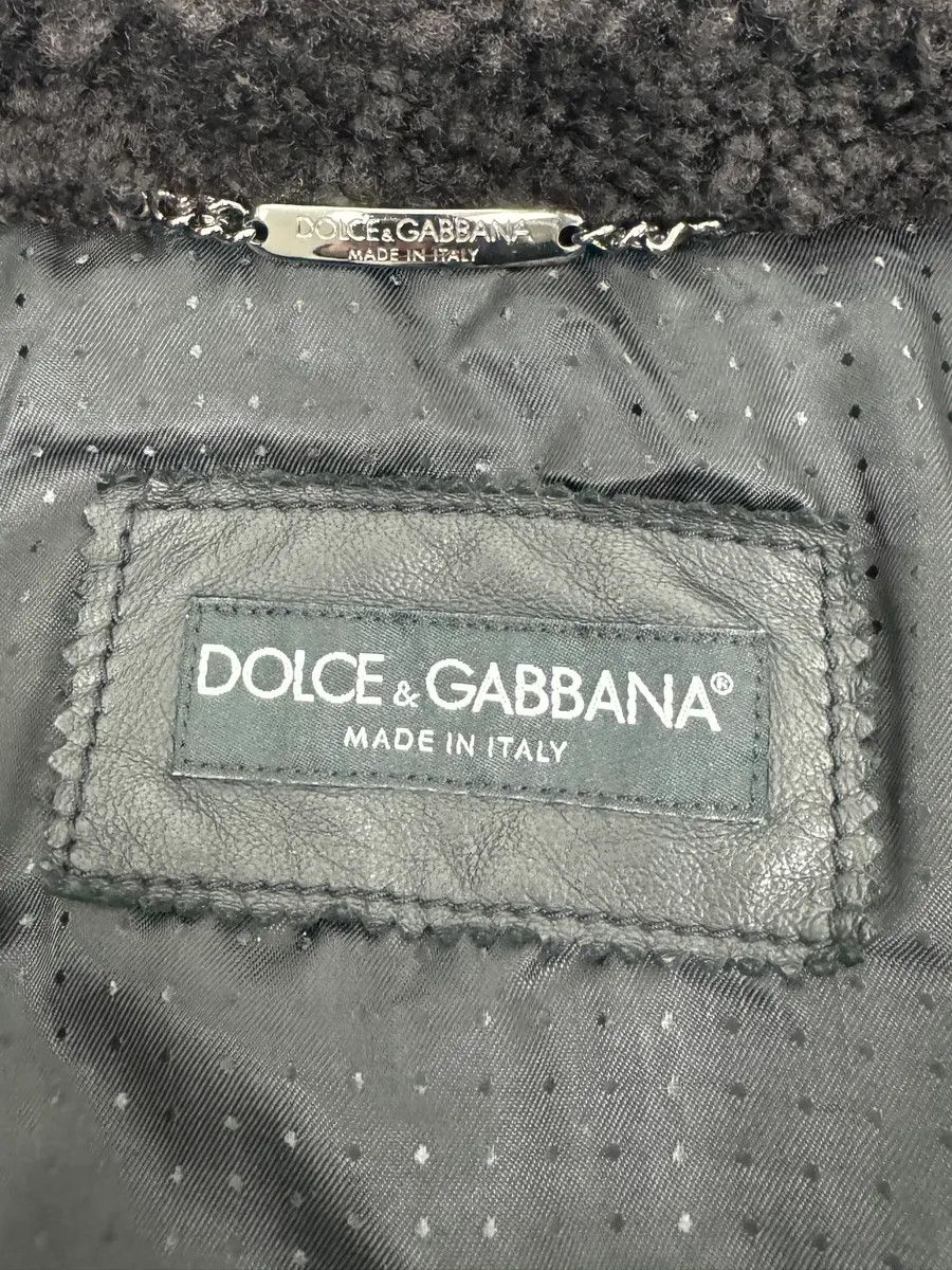 Dolce & Gabbana 2000s Dolce & Gabbana Aviator Black Shearling Collar Leather Jacket Size US M / EU 48-50 / 2 - 9 Thumbnail