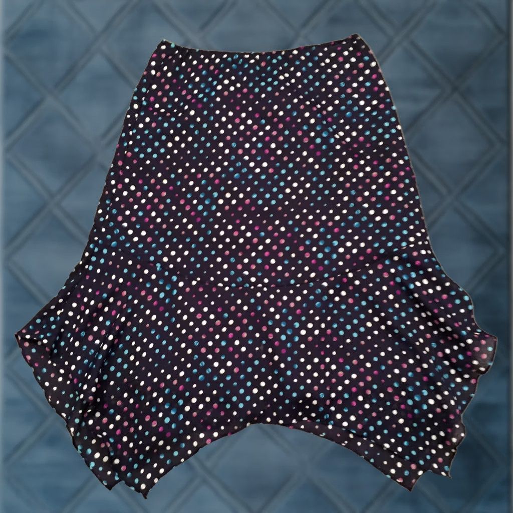 Vintage JG Hook Skirt Midi Polka Dot Blue Lined A-Line Asymmetric 12 Women Regular Polyester XS? Size 34" / US 12 / IT 48 - 1 Thumbnail