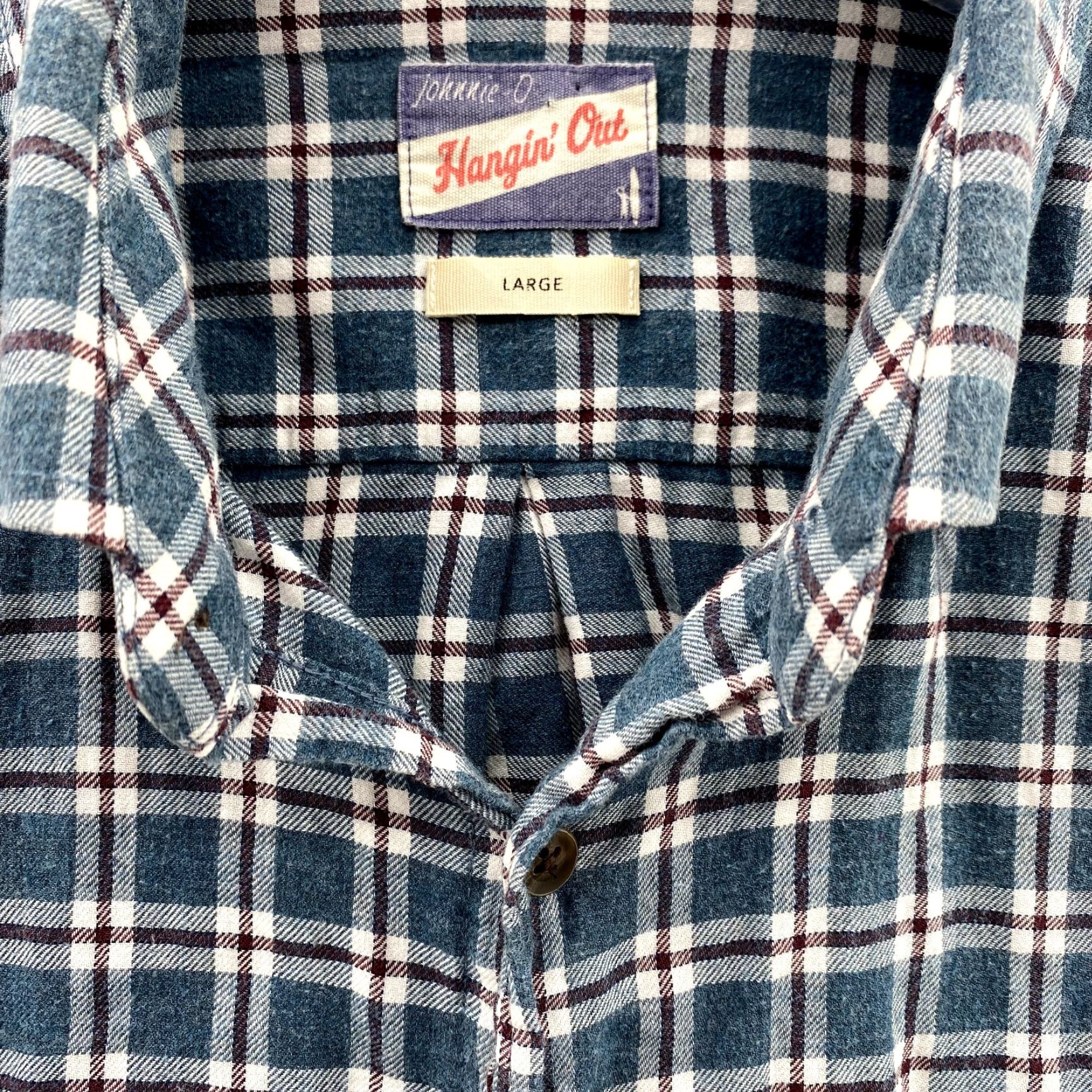 johnnie-O Nike Shirt Large Blue Plaid Flannel Hangin' Out Outdoor Hiking Camping Mens Size US L / EU 52-54 / 3 - 3 Thumbnail