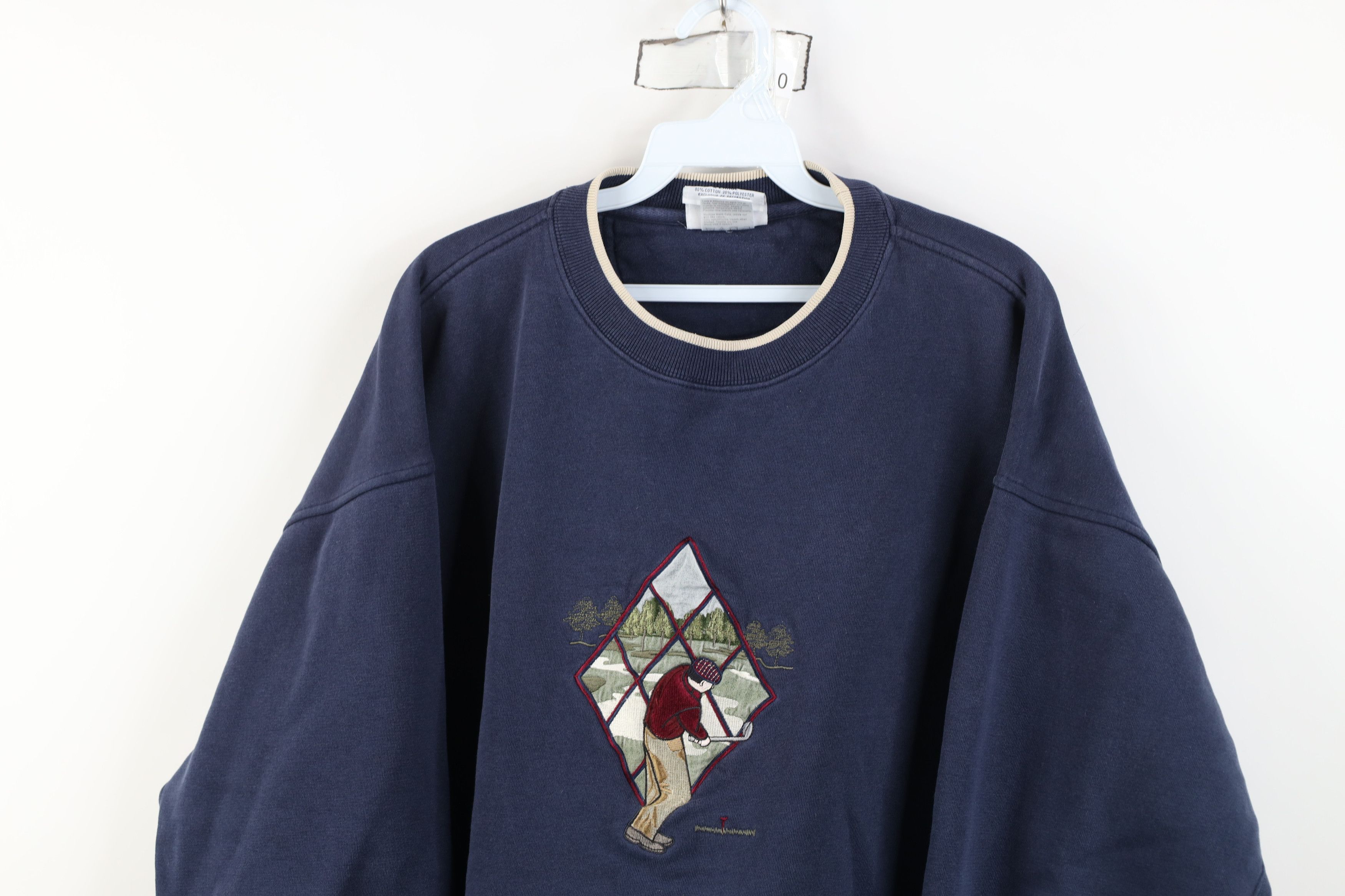 Vintage Vintage 90s Streetwear Golfing Crewneck Sweatshirt Navy Blue Size US XL / EU 56 / 4 - 2 Thumbnail