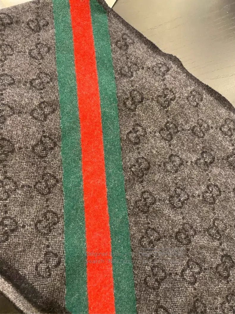 Gucci Gucci GG printed striped wool velvet scarf Size ONE SIZE - 3 Thumbnail