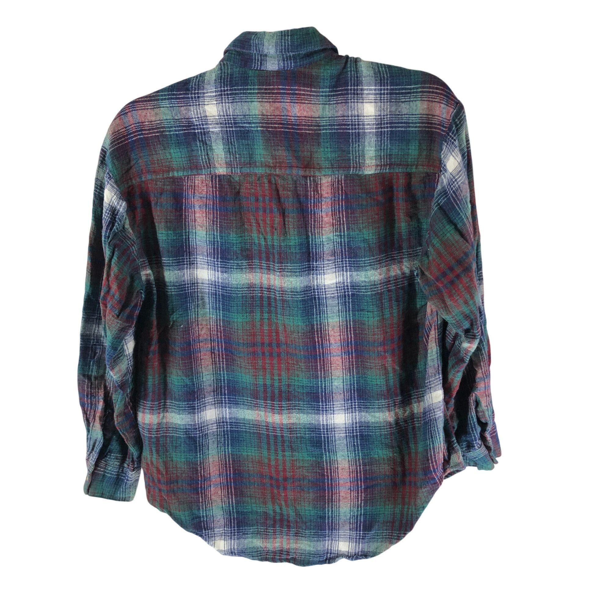 Esprit Esprit Teens Flannel Plaid Button-Up Shirt 100% Cotton Green Size S / US 4 / IT 40 - 2 Thumbnail
