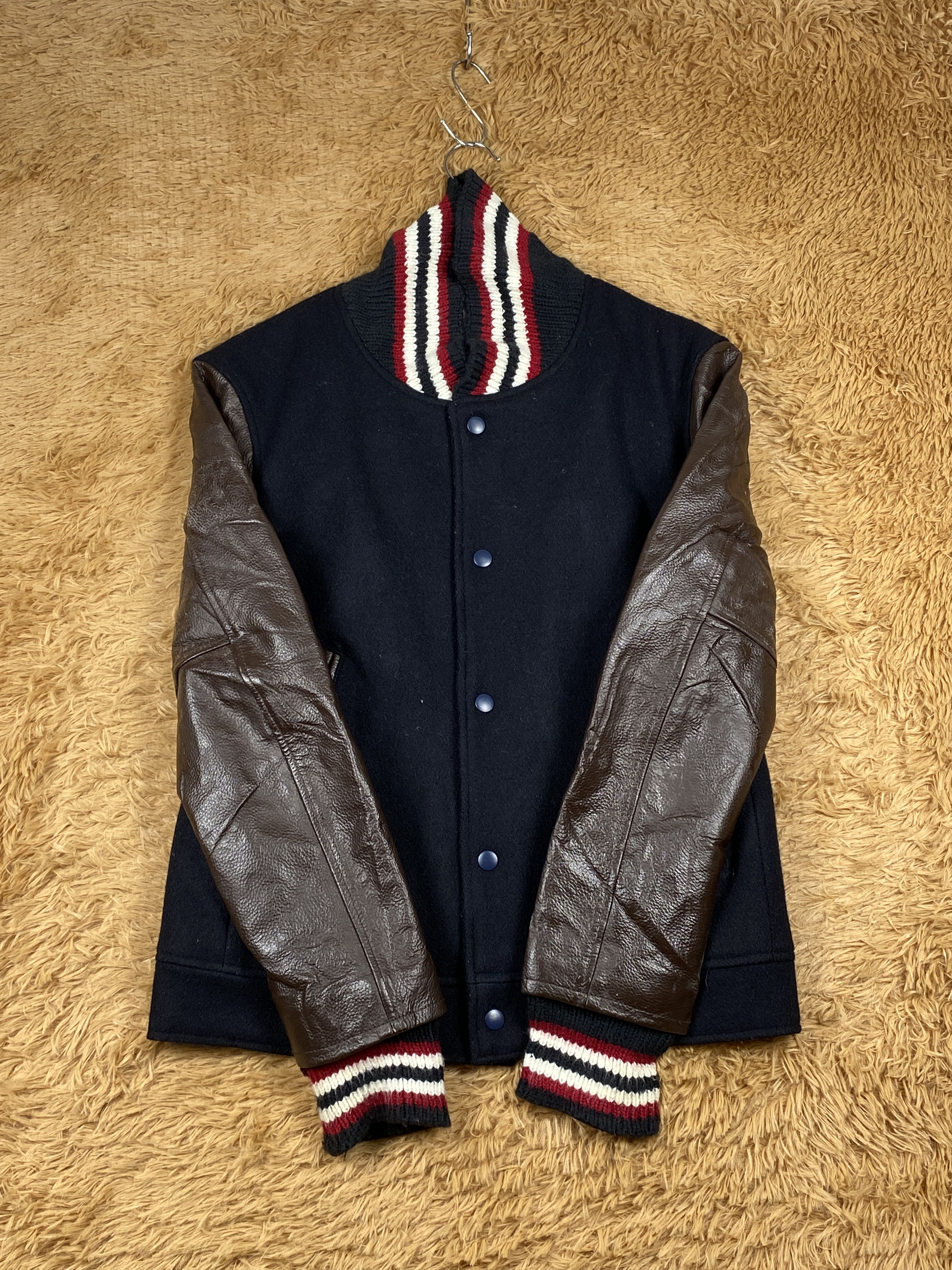 Japanese Brand Vintage Japanese Brand Varsity Leather Sleeve J1717 Size US S / EU 44-46 / 1 - 4 Thumbnail