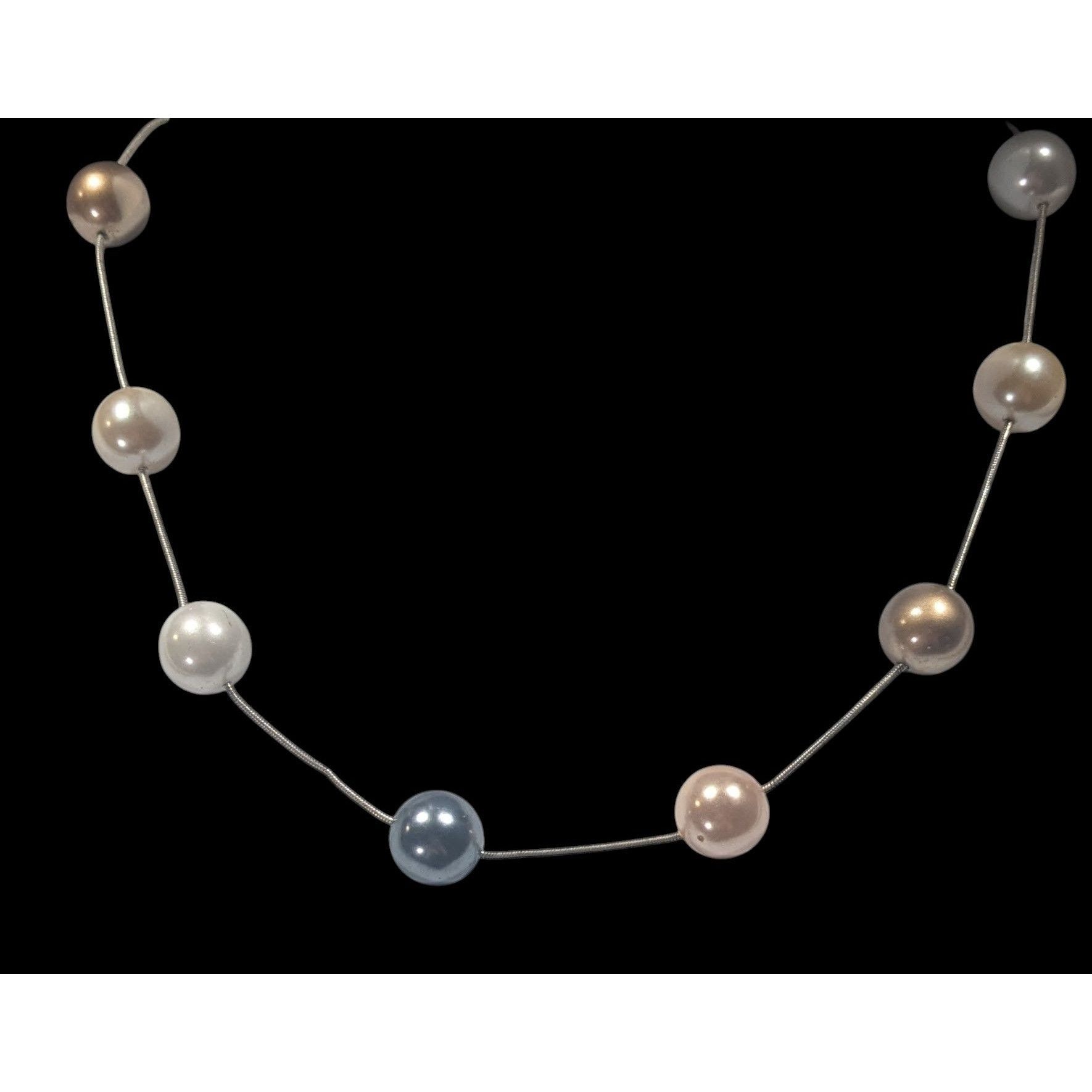 Monet Vintage Monet Multi-Metallic Faux Pearl Station Necklace Size ONE SIZE - 4 Thumbnail