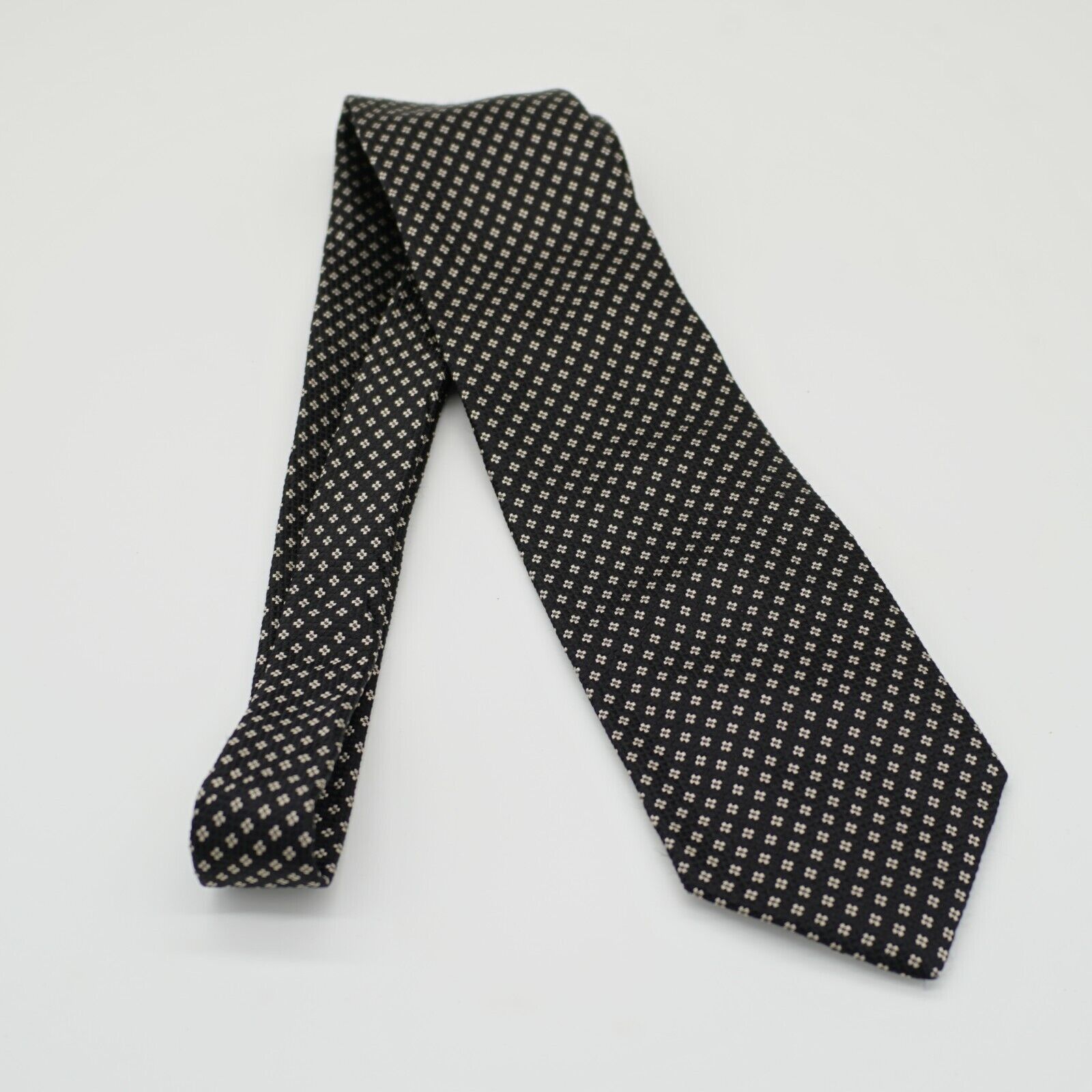 Designer Today's Man Black Silver Geometric Woven Silk Tie Size ONE SIZE - 6 Thumbnail