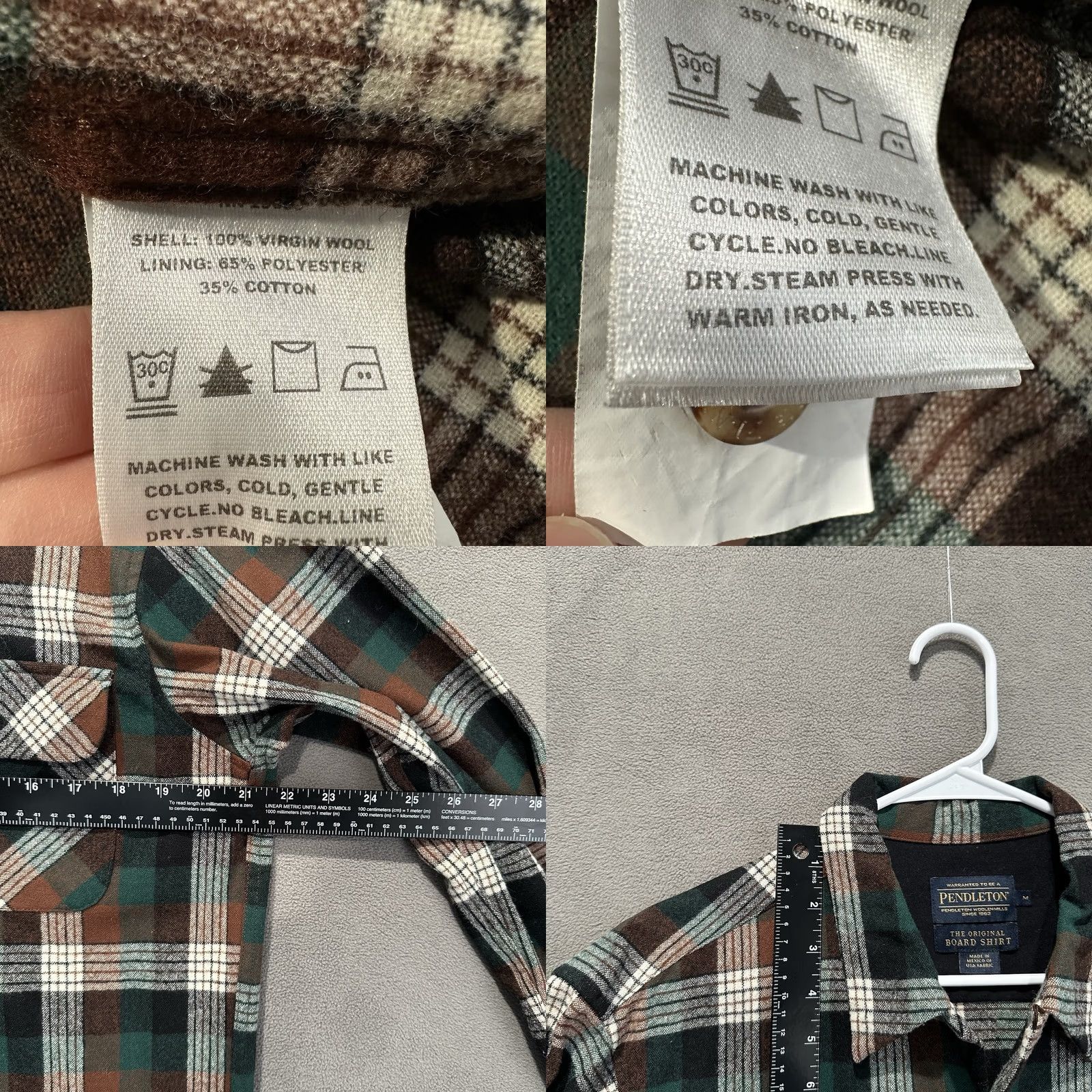 Pendleton Pendleton Board Shirt Mens M Brown Green Plaid Wool Loop Collar The Original EUC Size US M / EU 48-50 / 2 - 8 Thumbnail