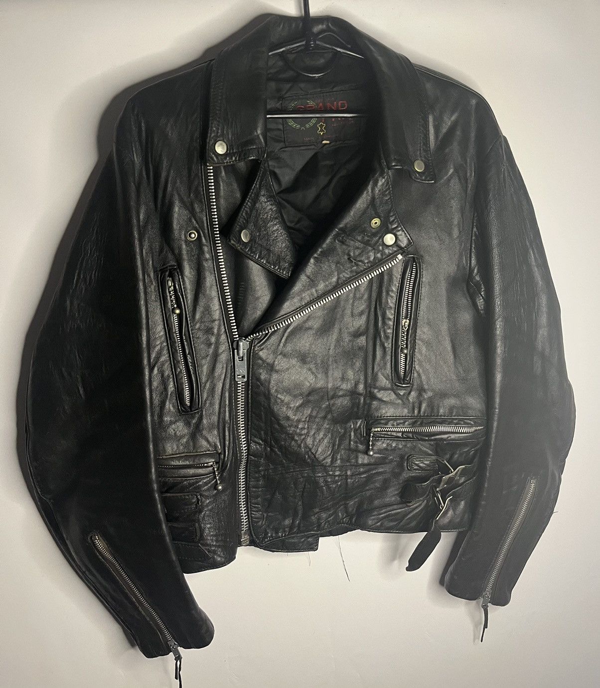Band Tees × Vintage Rare Vintage 70s Grand Prix Leather Jacket S Punk/Rock Style Size US S / EU 44-46 / 1 - 11 Thumbnail