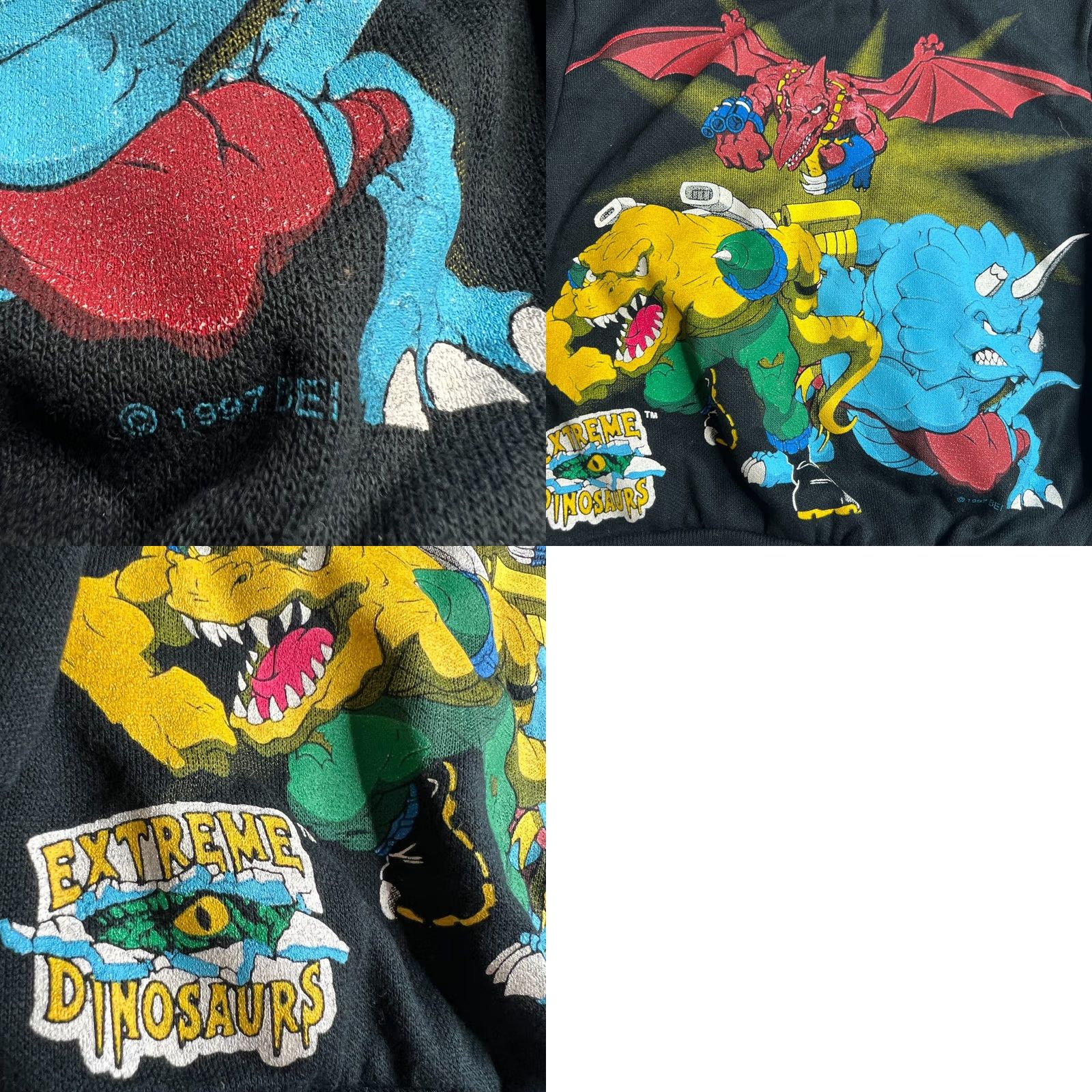 Etro VINTAGE Extreme Dinosaurs Sweatshirt Boys 4 Black 1997 90s Crewneck Long Sleeve Cartoon Graphic Vintage 1990s Authentic Licensed Graphic Sweatshirt Size US S / EU 44-46 / 1 - 8 Thumbnail