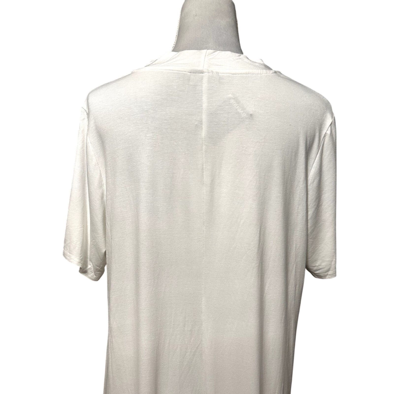 Avenue Avenue Short Sleeve Blouse Hi Low Split Back White 16 NWT Size XXL / US 16-18 / IT 52-54 - 6 Thumbnail